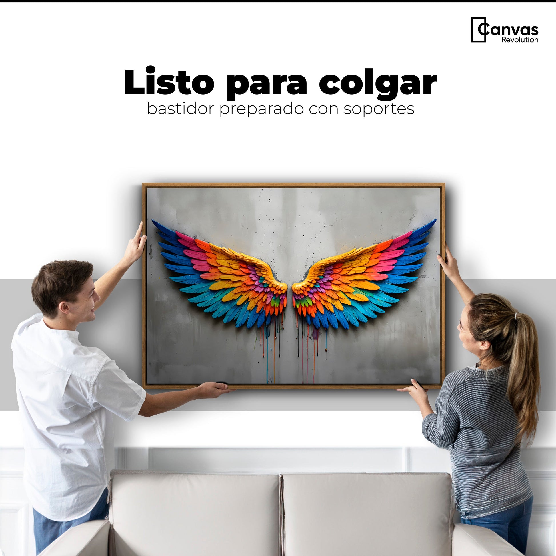 Cuadros Decorativos Canvas Revolution | Alas Angel Arcoiris | Colgar