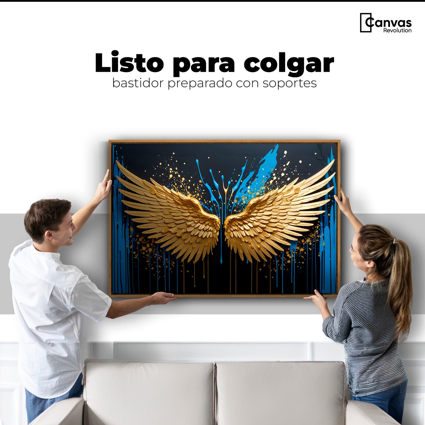Cuadros Decorativos Canvas Revolution | Alas Oro Splash | Colgar