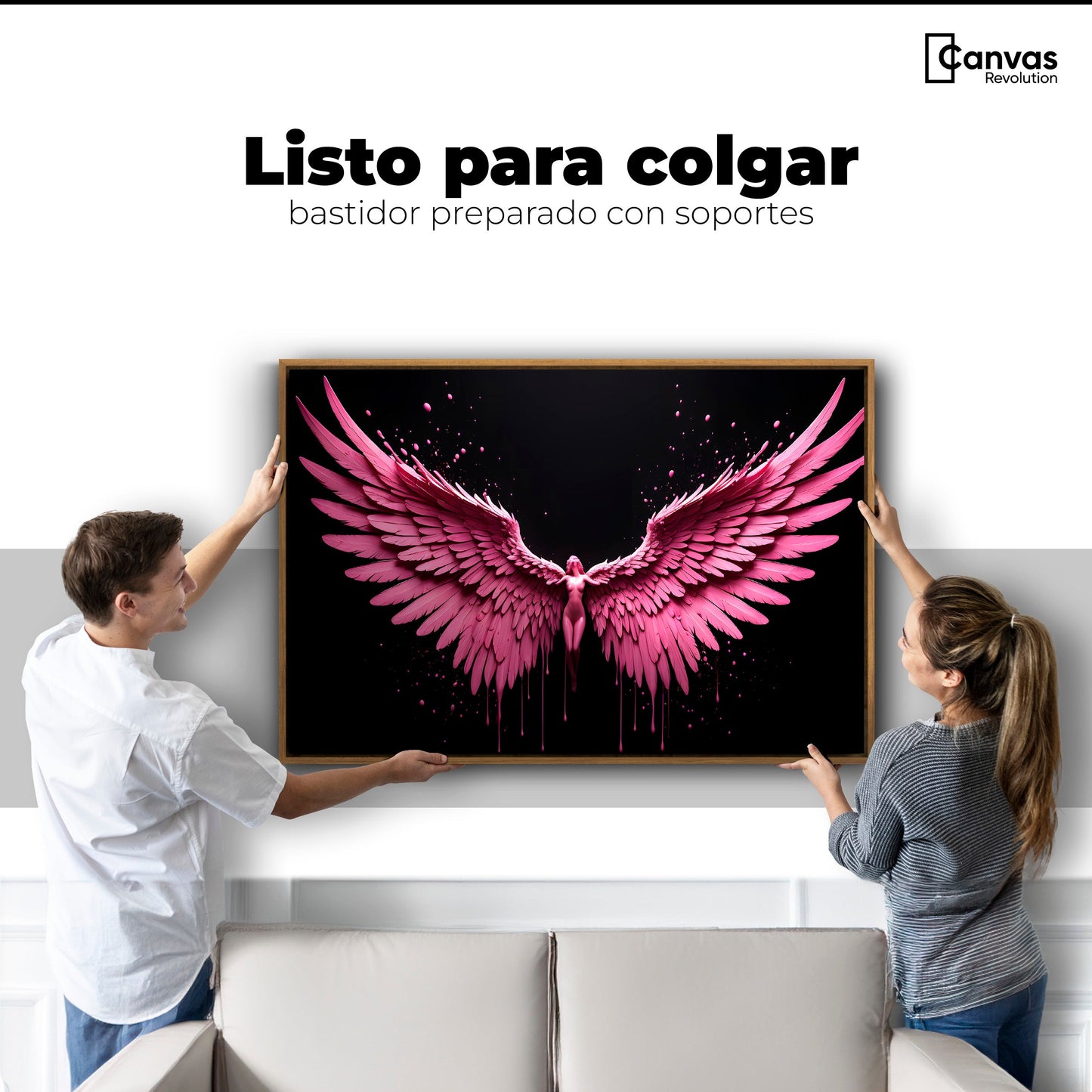 Cuadros Decorativos Canvas Revolution | Alas Rosadas Angel | Colgar