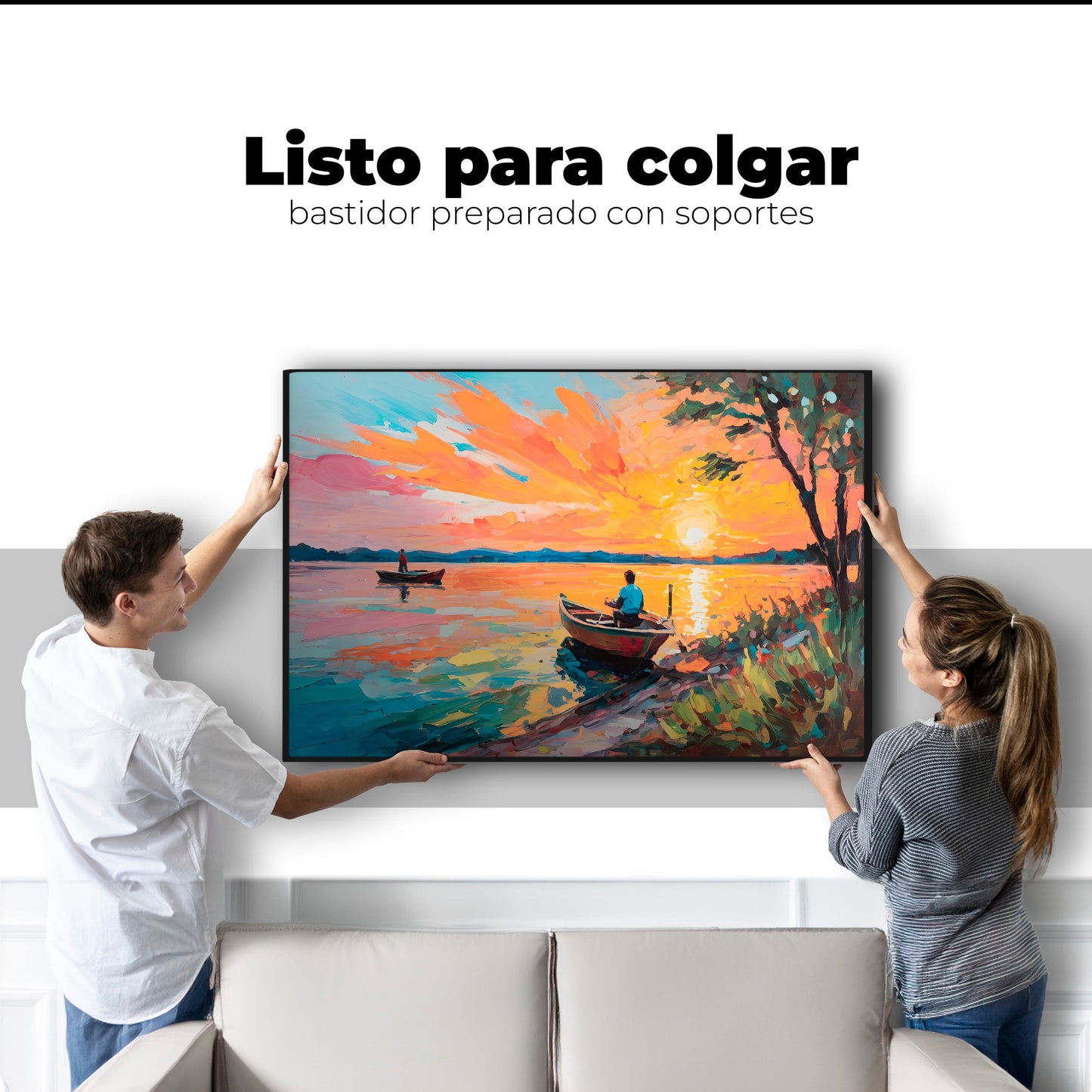 Cuadros Decorativos Canvas Revolution | Atardecer Lago | Colgar