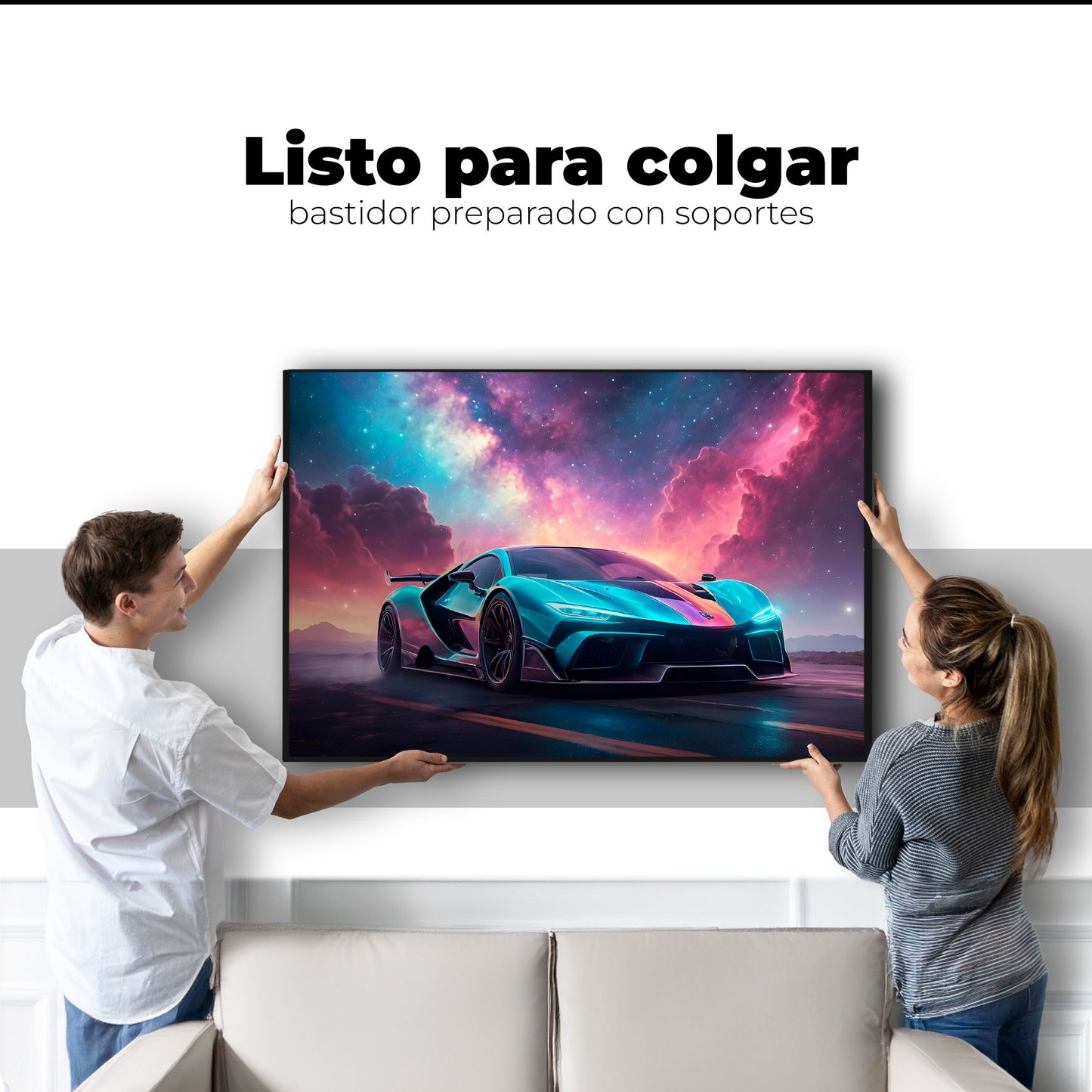 Cuadros Decorativos Canvas Revolution | Auto Deportivo Neon | Colgar