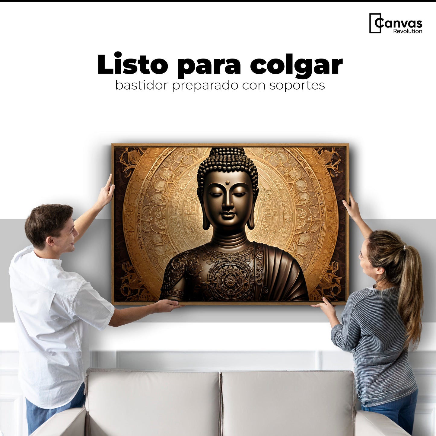 Cuadros Decorativos Canvas Revolution | Buda Astral Dorado | Colgar