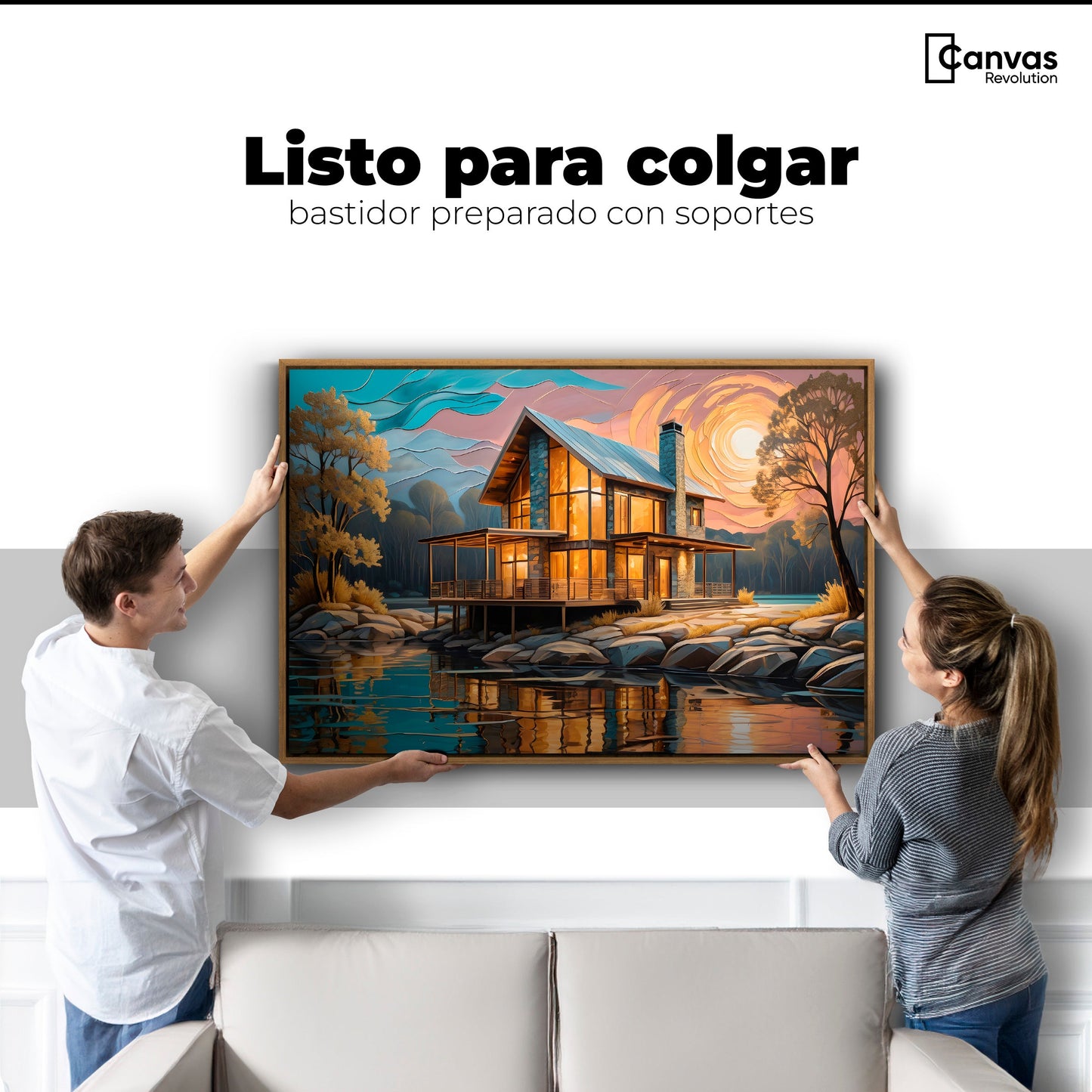 Cuadros Decorativos Canvas Revolution | Cabana Junto Lago | Colgar