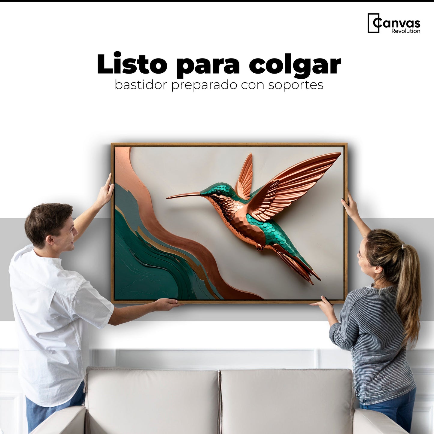 Cuadros Decorativos Canvas Revolution | Colibri Esmeralda | Colgar
