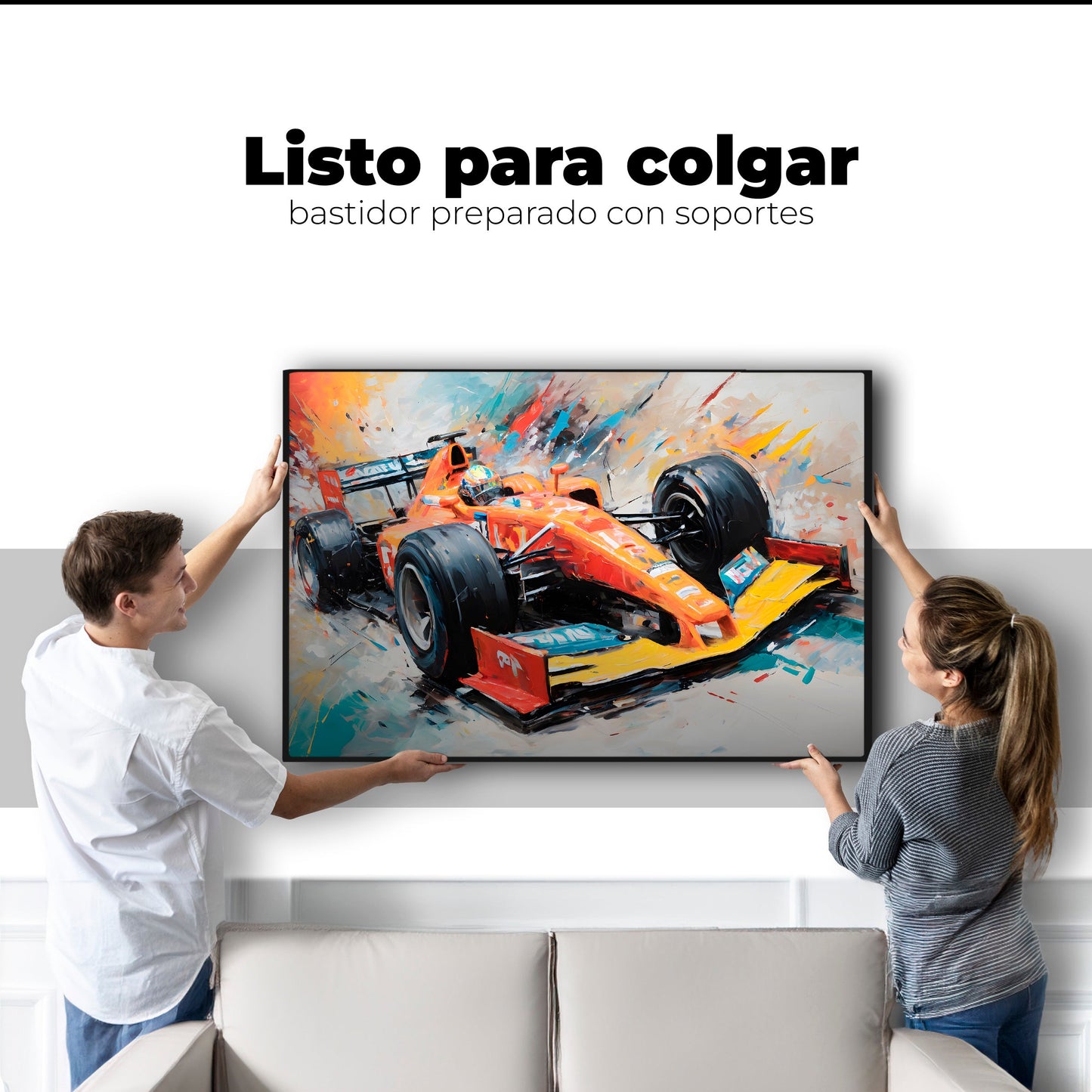 Cuadros Decorativos Canvas Revolution | F1 Carrera Colorida | Colgar