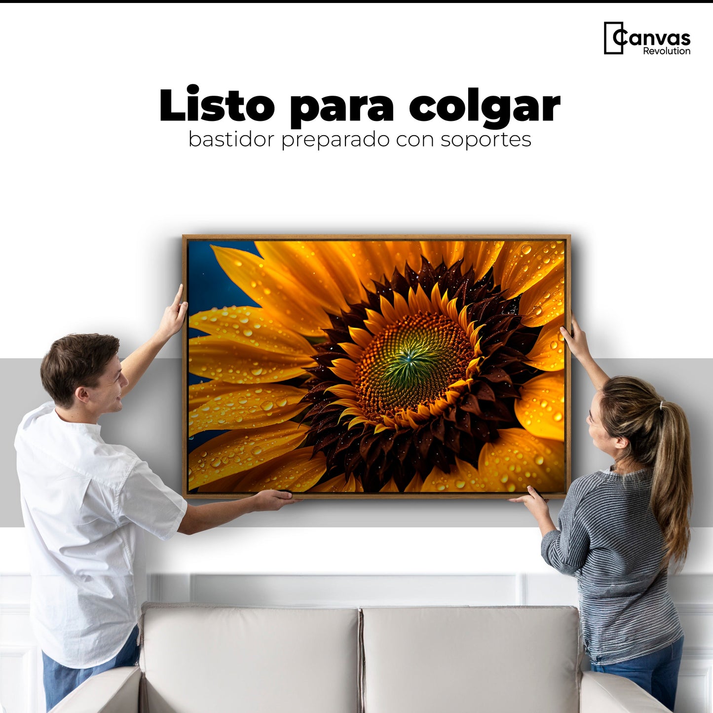 Cuadros Decorativos Canvas Revolution | Girasol Luz Dorada | Colgar