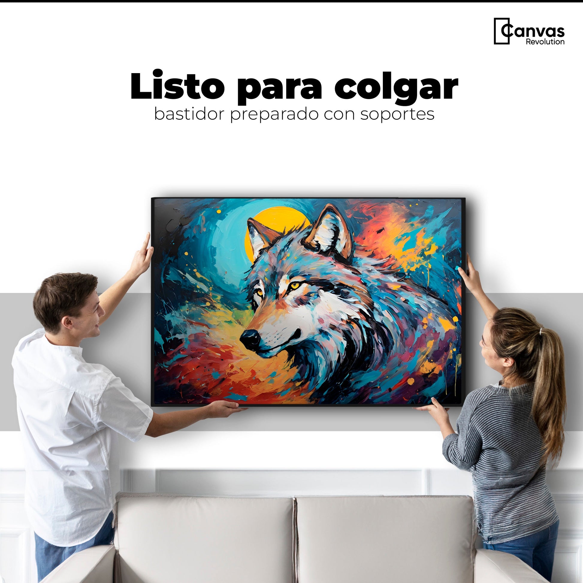 Cuadros Decorativos Canvas Revolution | lobo-splash-color | Colgar