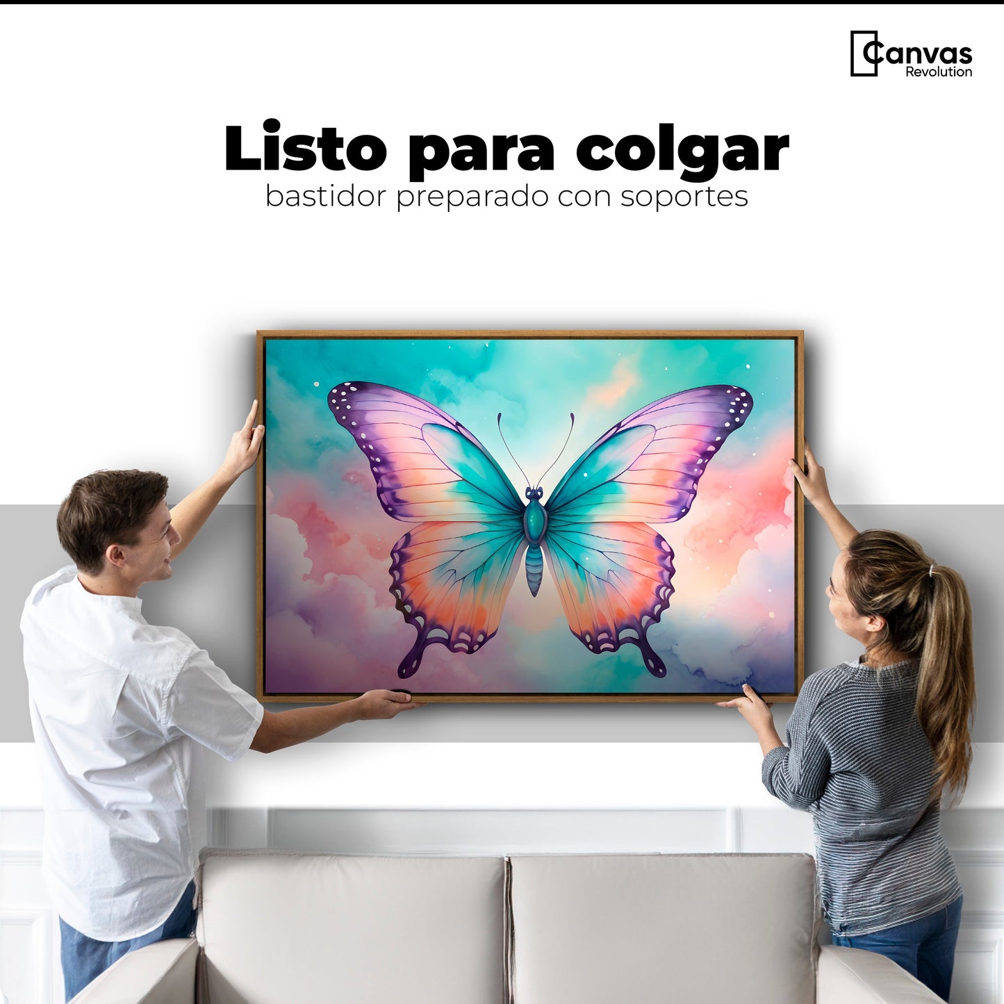 Cuadros Decorativos Canvas Revolution | Mariposa Celeste | Colgar
