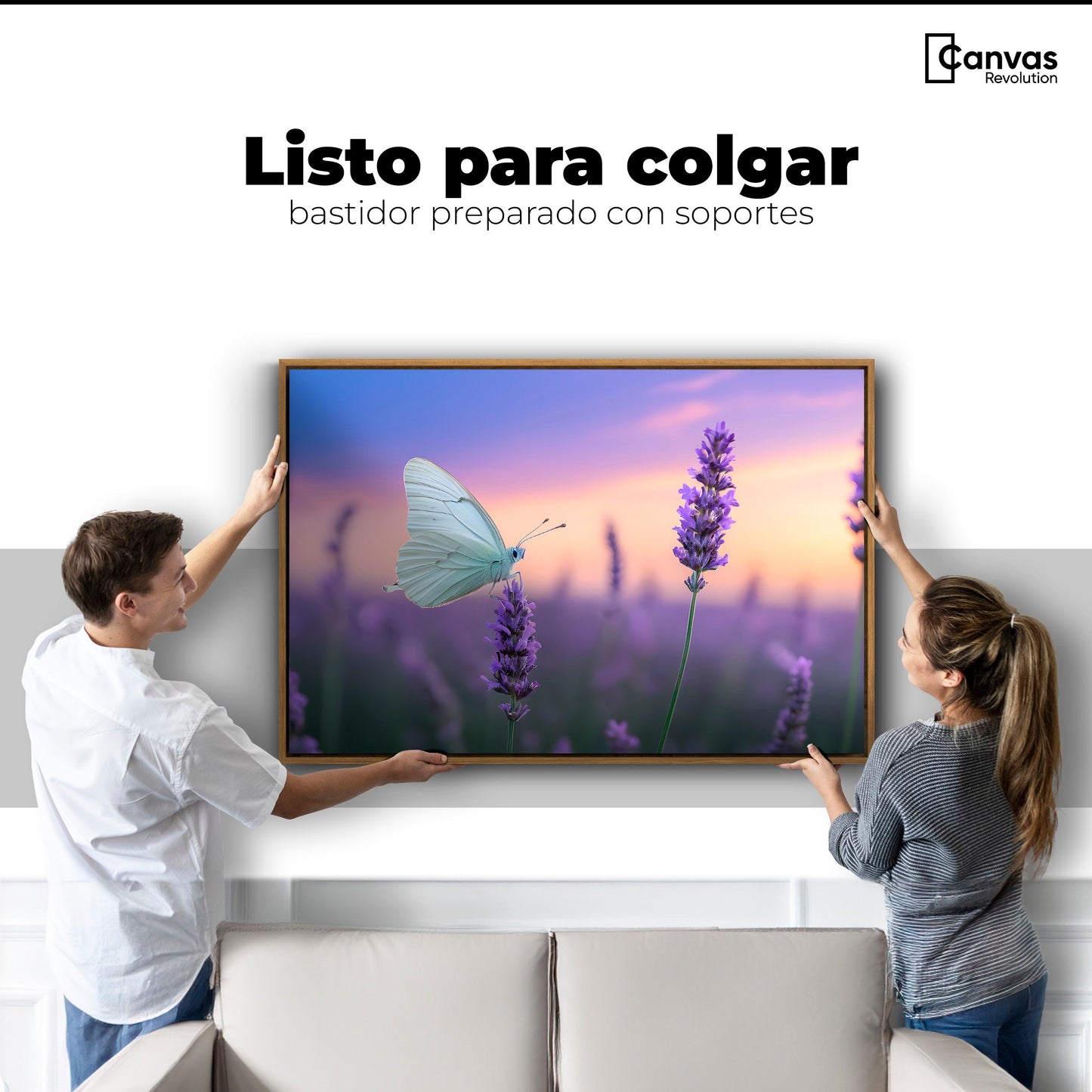 Cuadros Decorativos Canvas Revolution | Mariposa Y Lavanda | Colgar