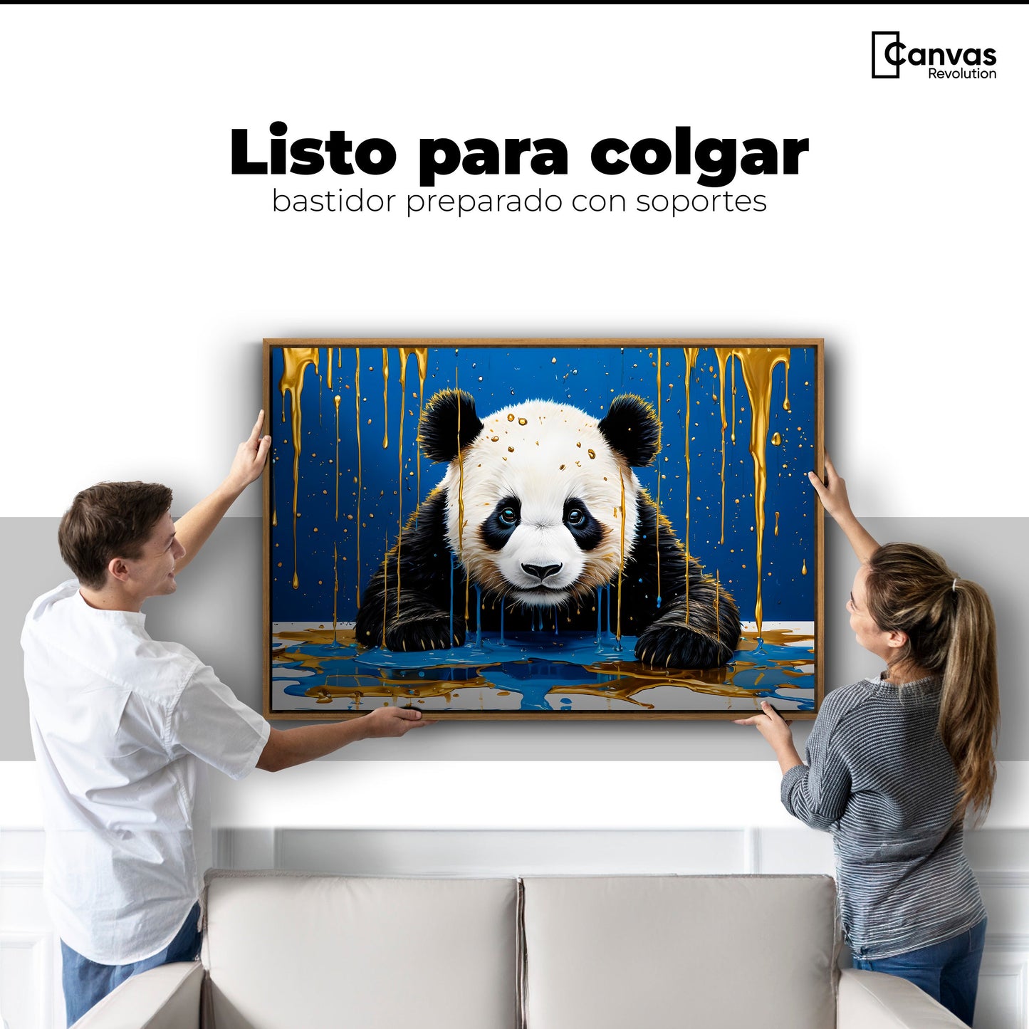 Cuadros Decorativos Canvas Revolution | Panda Azul Profundo | Colgar