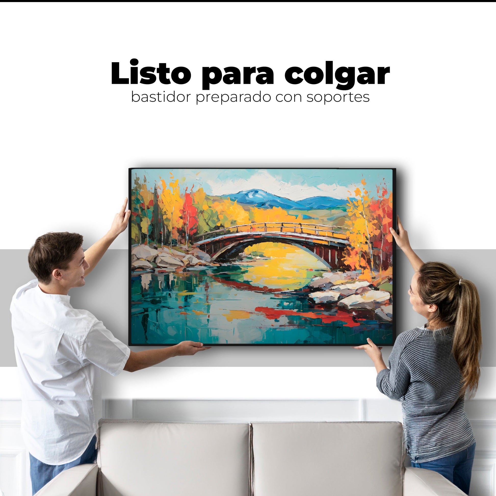 Cuadros Decorativos Canvas Revolution | Puente Otonal Aureo | Colgar