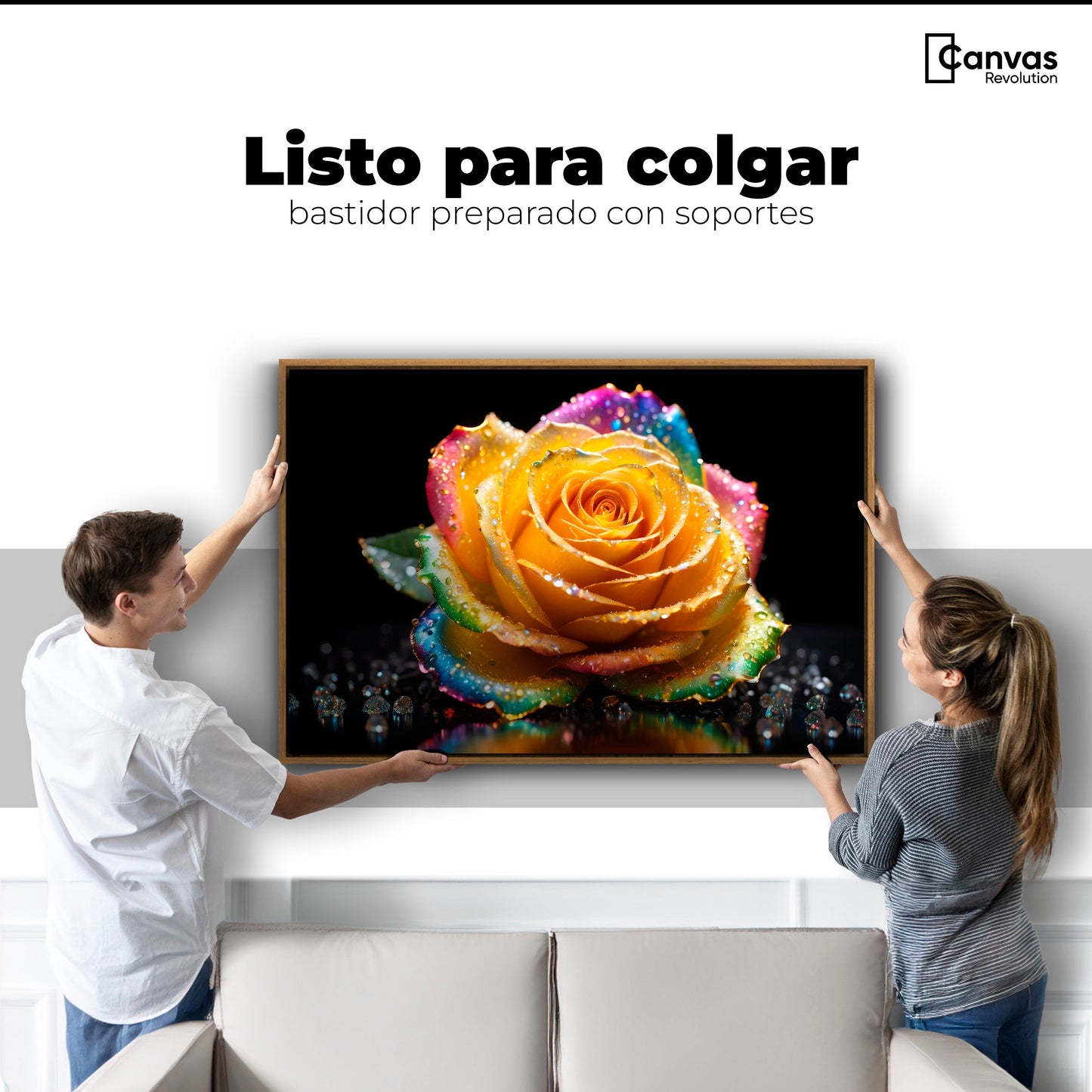 Cuadros Decorativos Canvas Revolution | Rosa Multicolor | Colgar