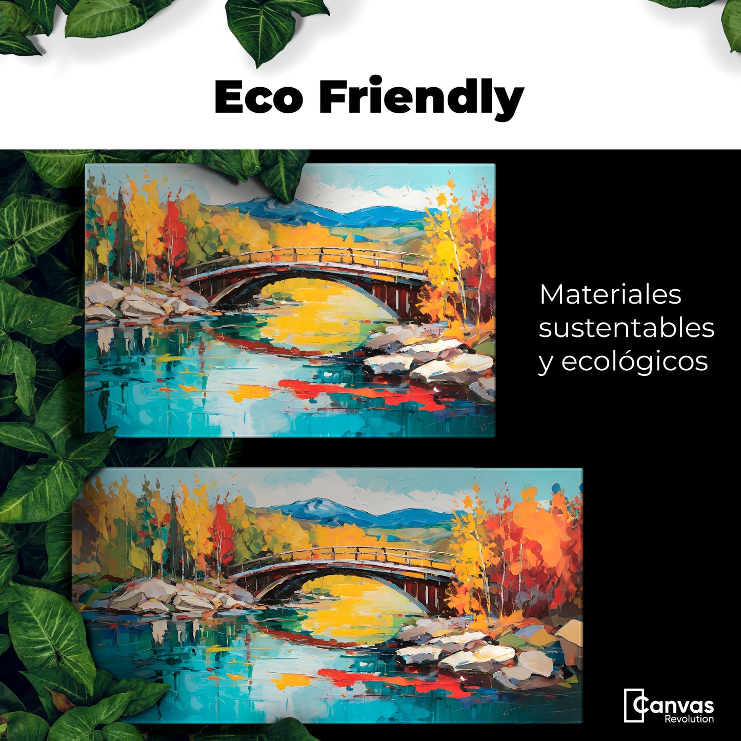 Cuadros Decorativos Canvas Revolution | Puente Otonal Aureo | EcoFriendly