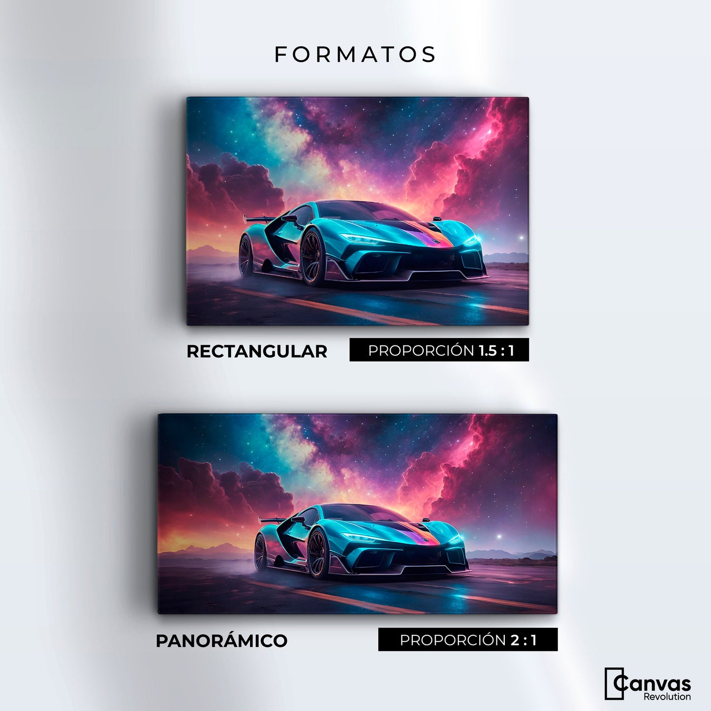 Cuadros Decorativos Canvas Revolution | Auto Deportivo Neon | Formatos