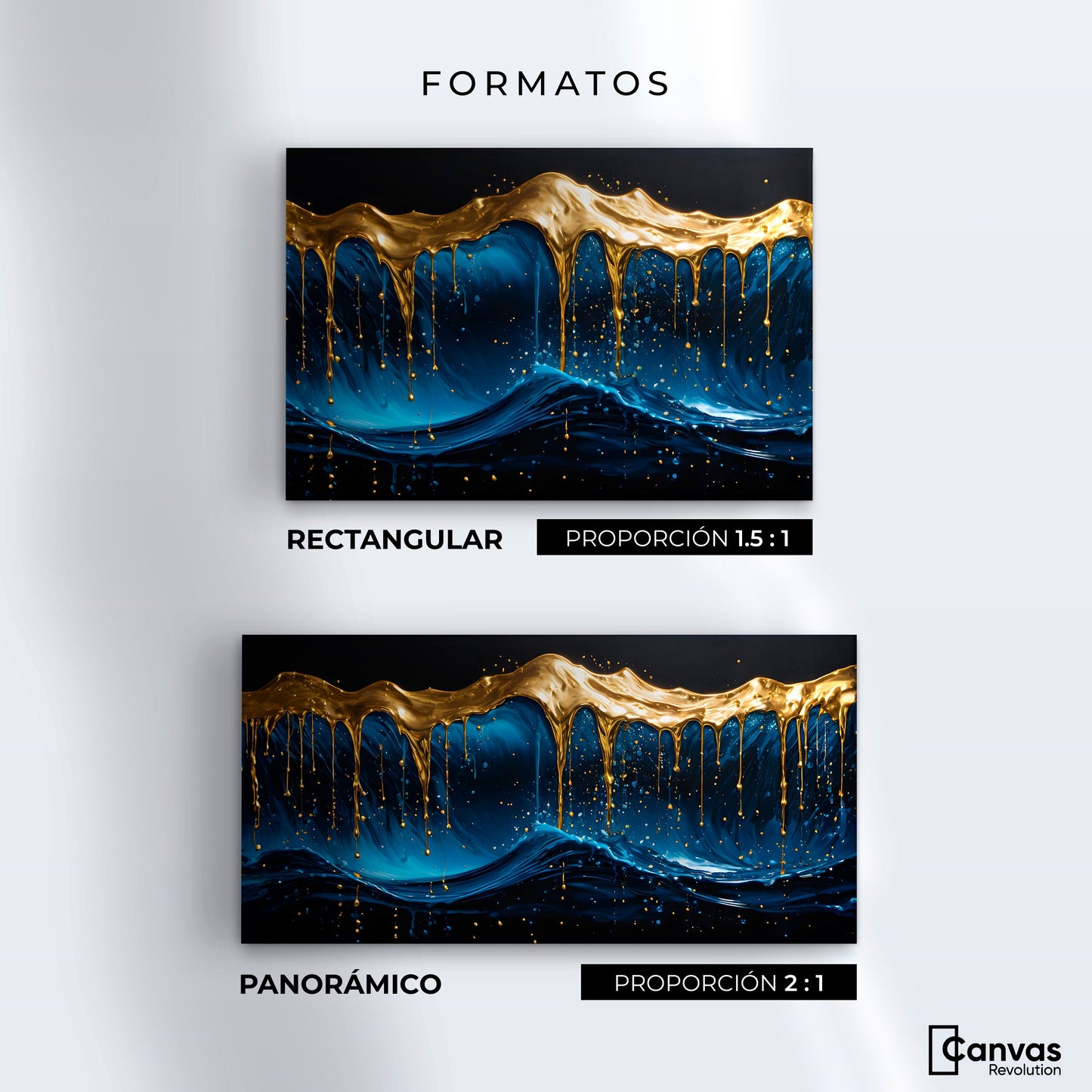 Cuadros Decorativos Canvas Revolution | Azul Dorado | Formatos