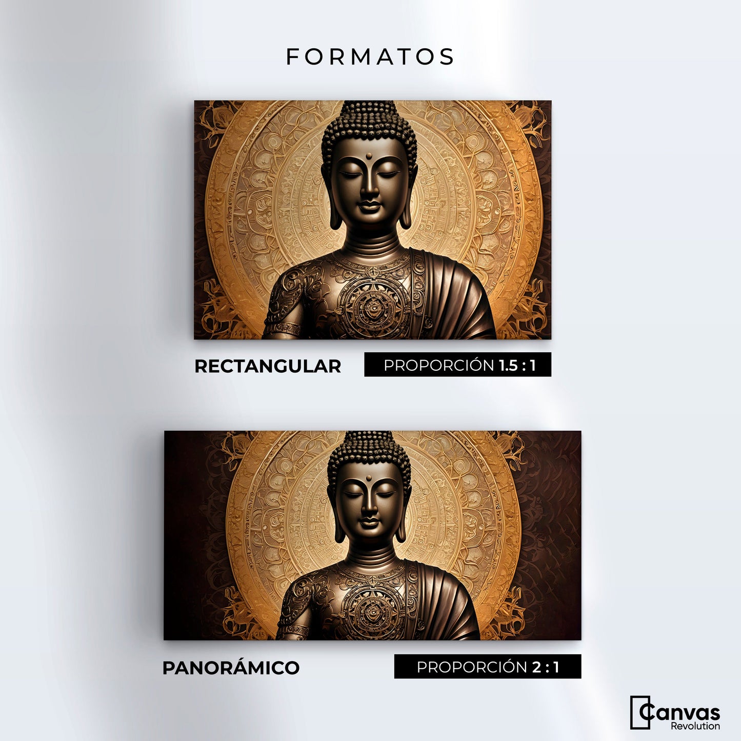 Cuadros Decorativos Canvas Revolution | Buda Astral Dorado | Formatos