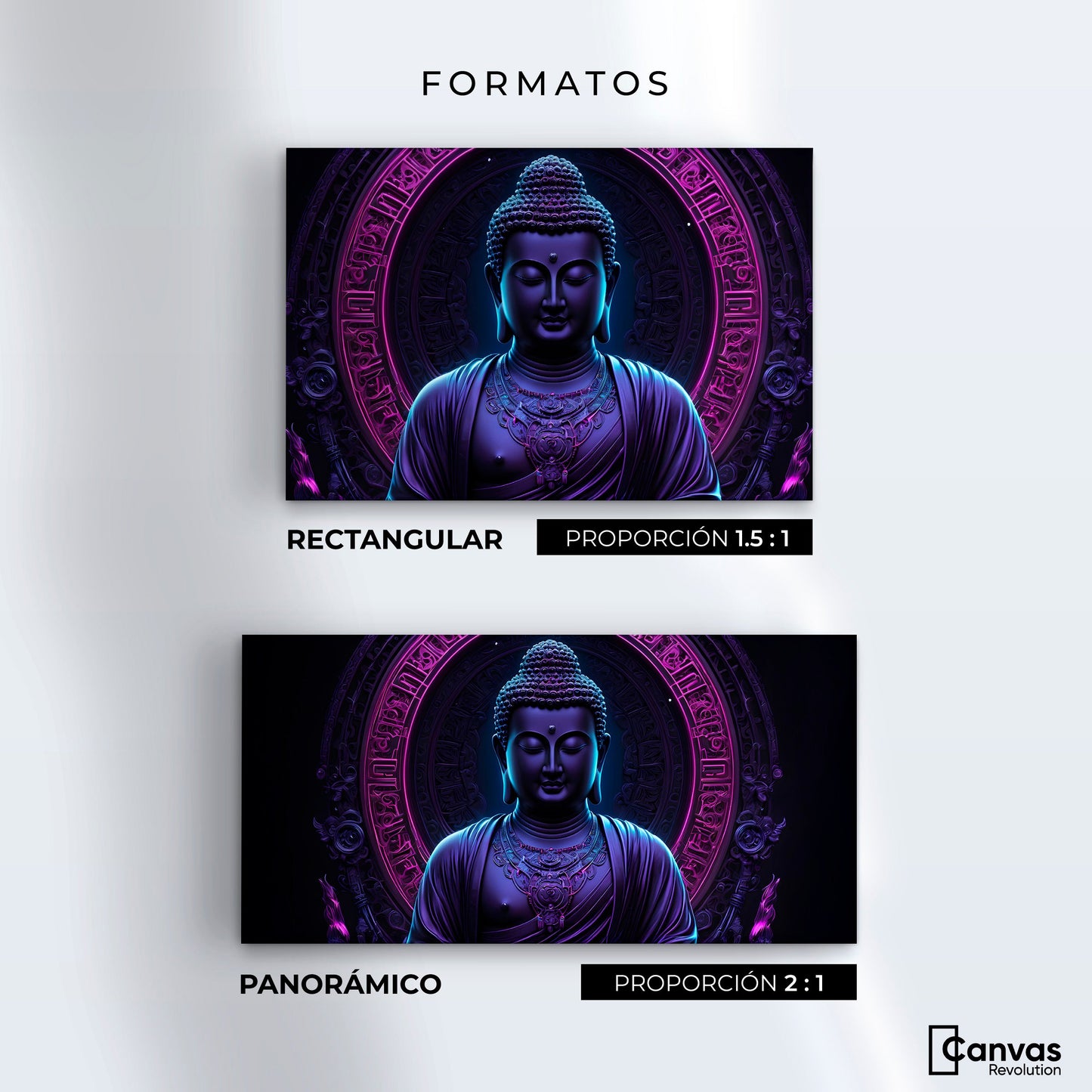 Cuadros Decorativos Canvas Revolution | Buda Neon Luminoso | Formatos