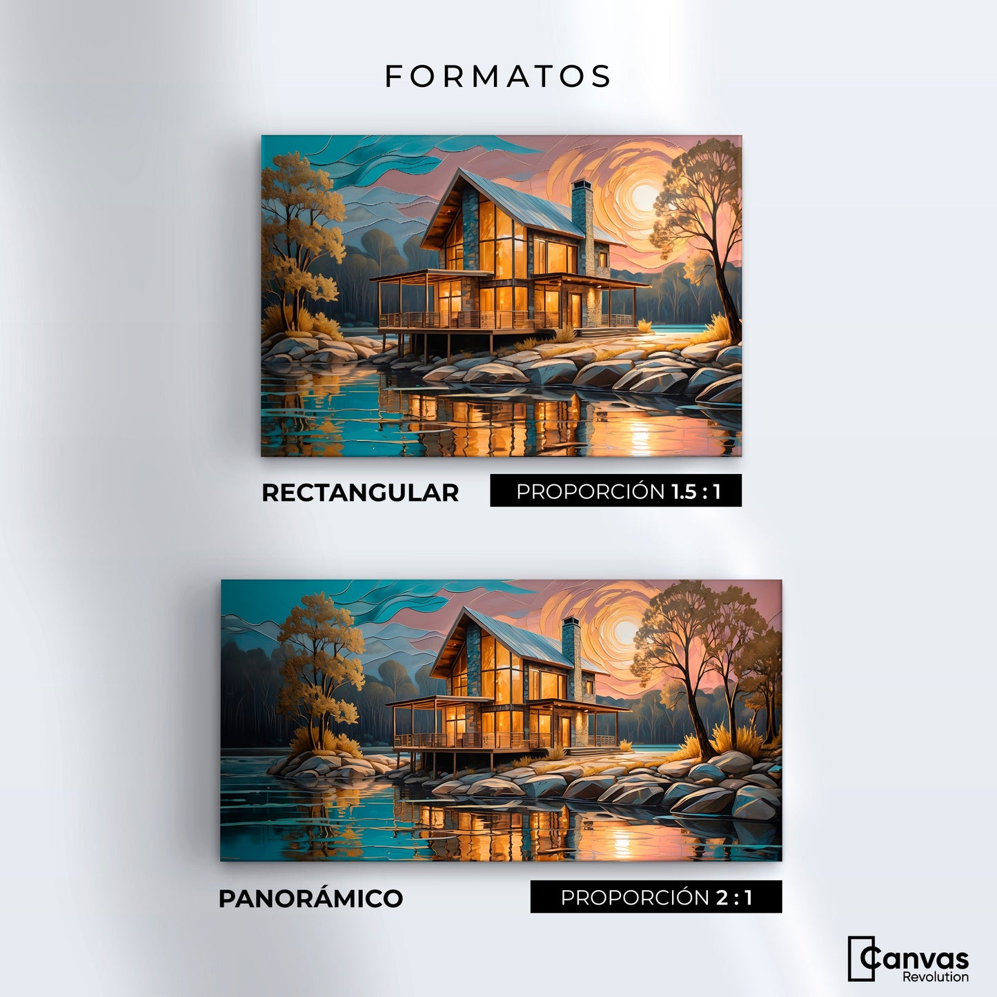 Cuadros Decorativos Canvas Revolution | Cabana Junto Lago | Formatos