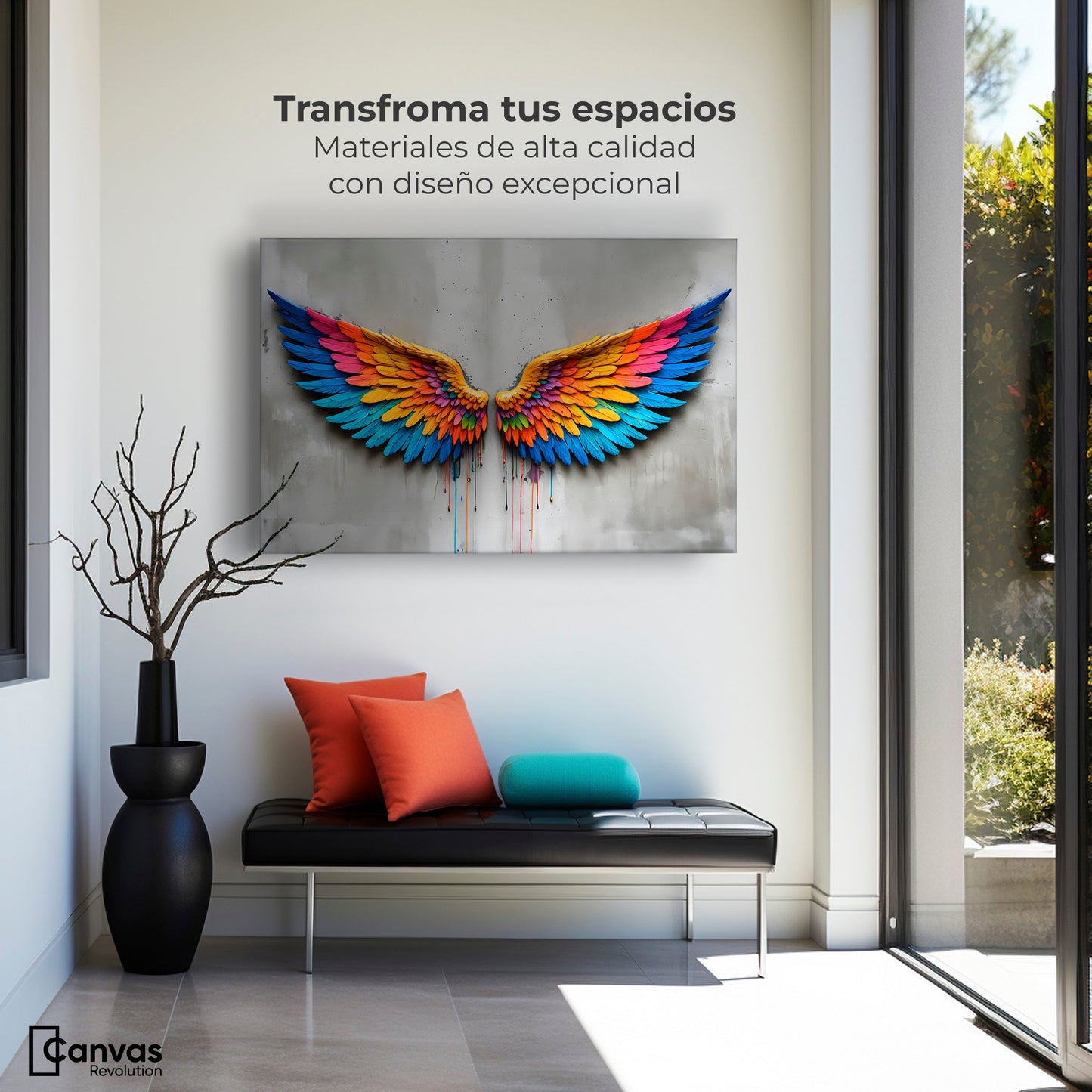 Cuadros Decorativos Canvas Revolution | Alas Angel Arcoiris | Montaje1