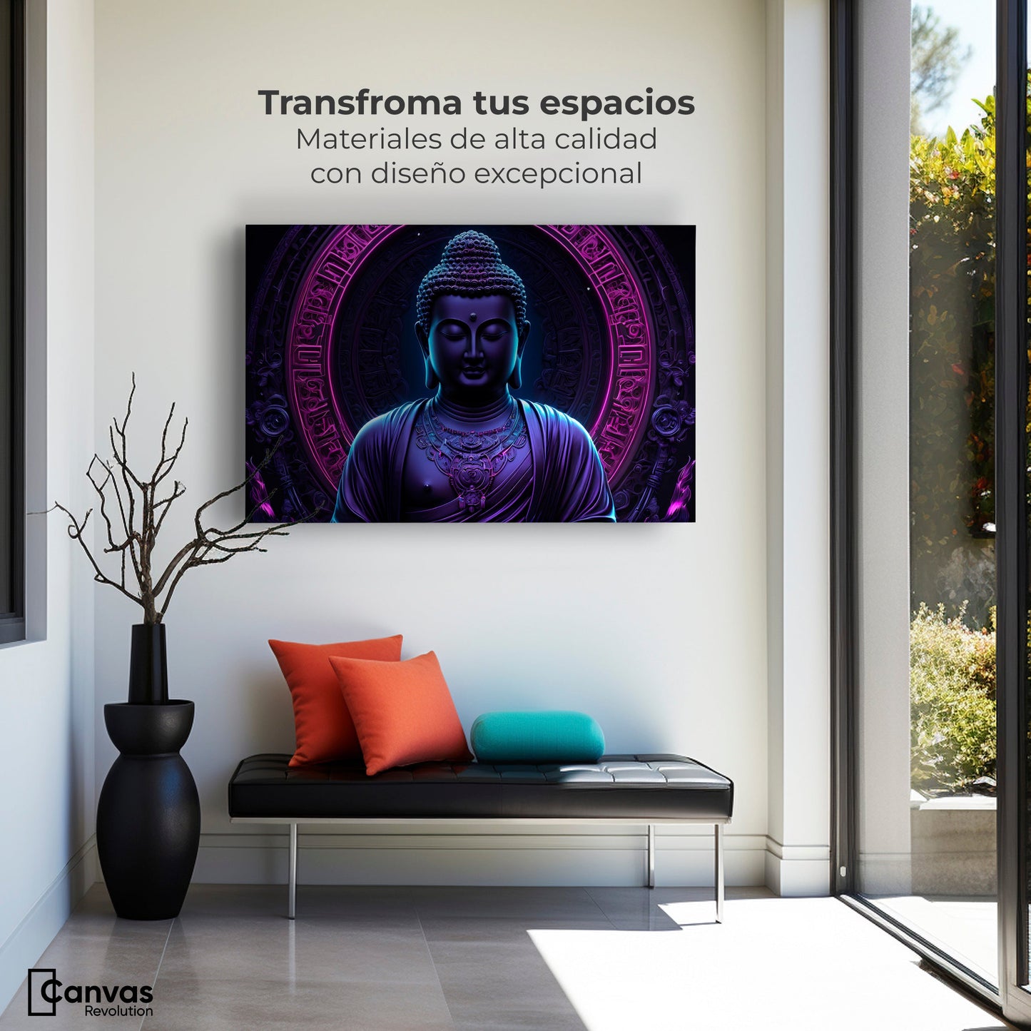 Cuadros Decorativos Canvas Revolution | Buda Neon Luminoso | Montaje1