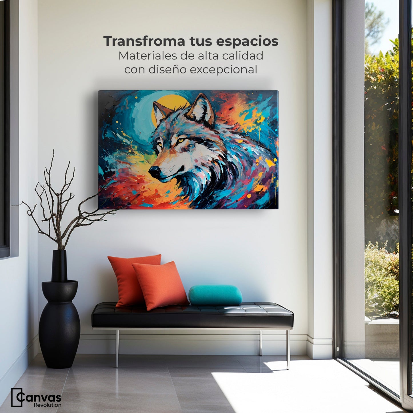 Cuadros Decorativos Canvas Revolution | lobo-splash-color | Montaje1
