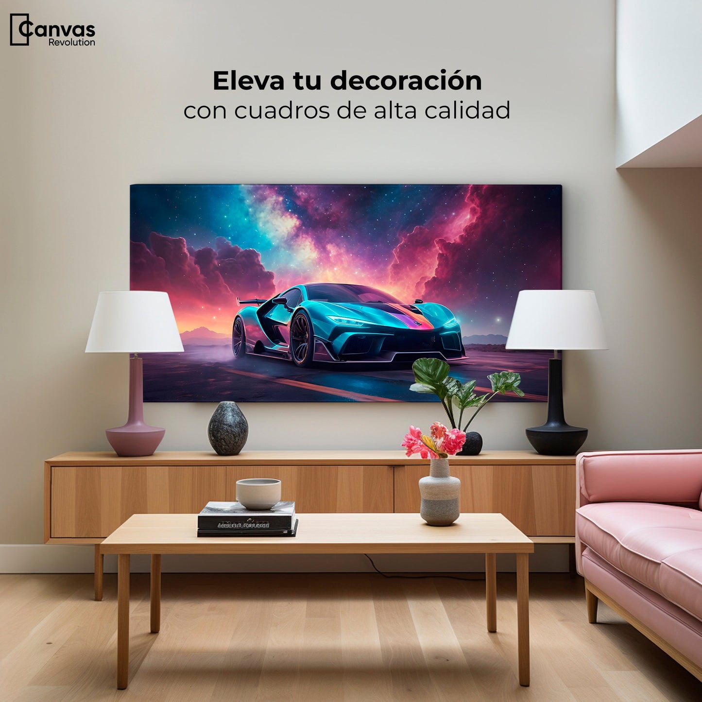 Cuadros Decorativos Canvas Revolution | Auto Deportivo Neon | Montaje2