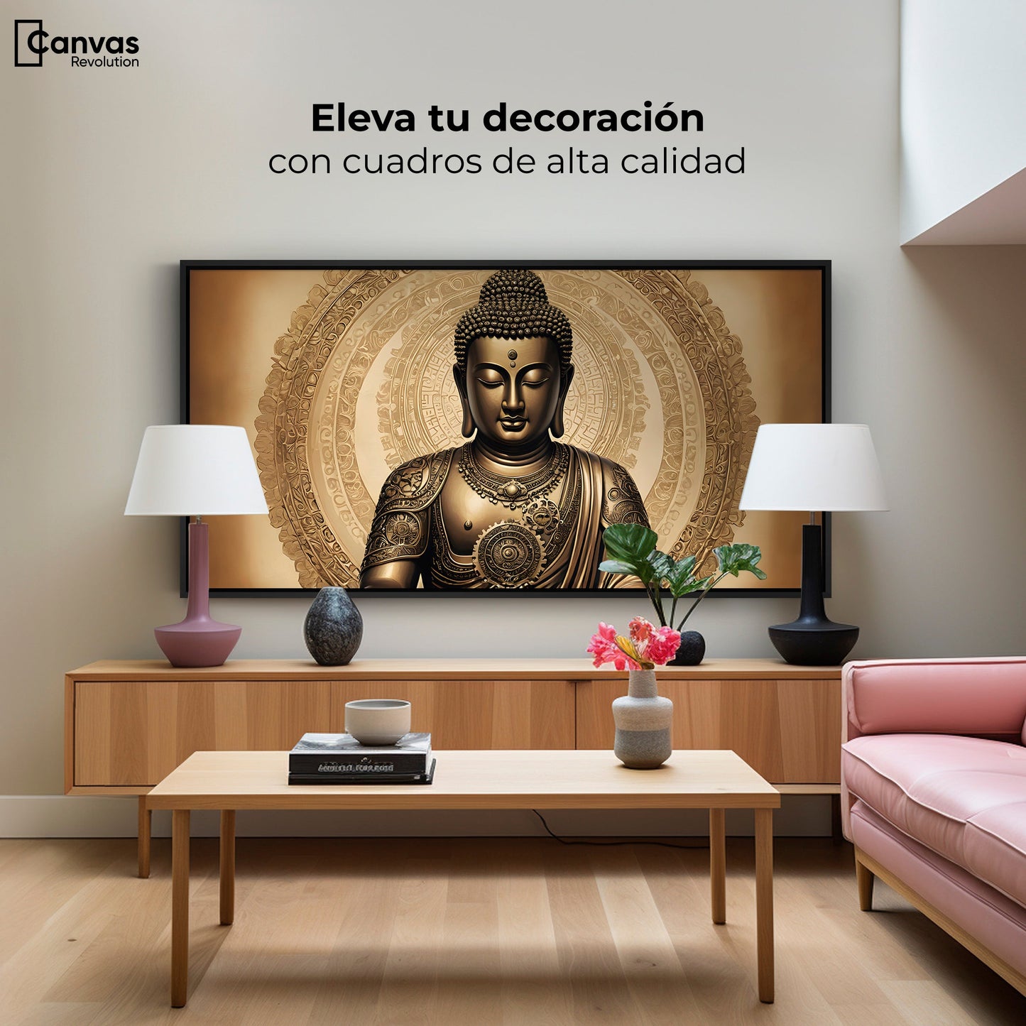 Cuadros Decorativos Canvas Revolution | Trascender Dorado | Montaje2