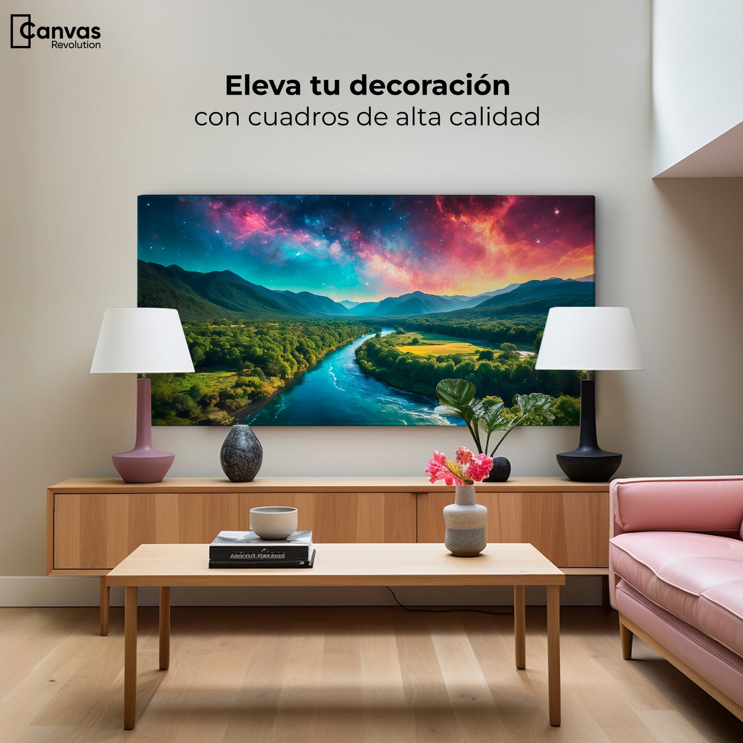 Cuadros Decorativos Canvas Revolution | Valle Rio Nebuloso | Montaje2