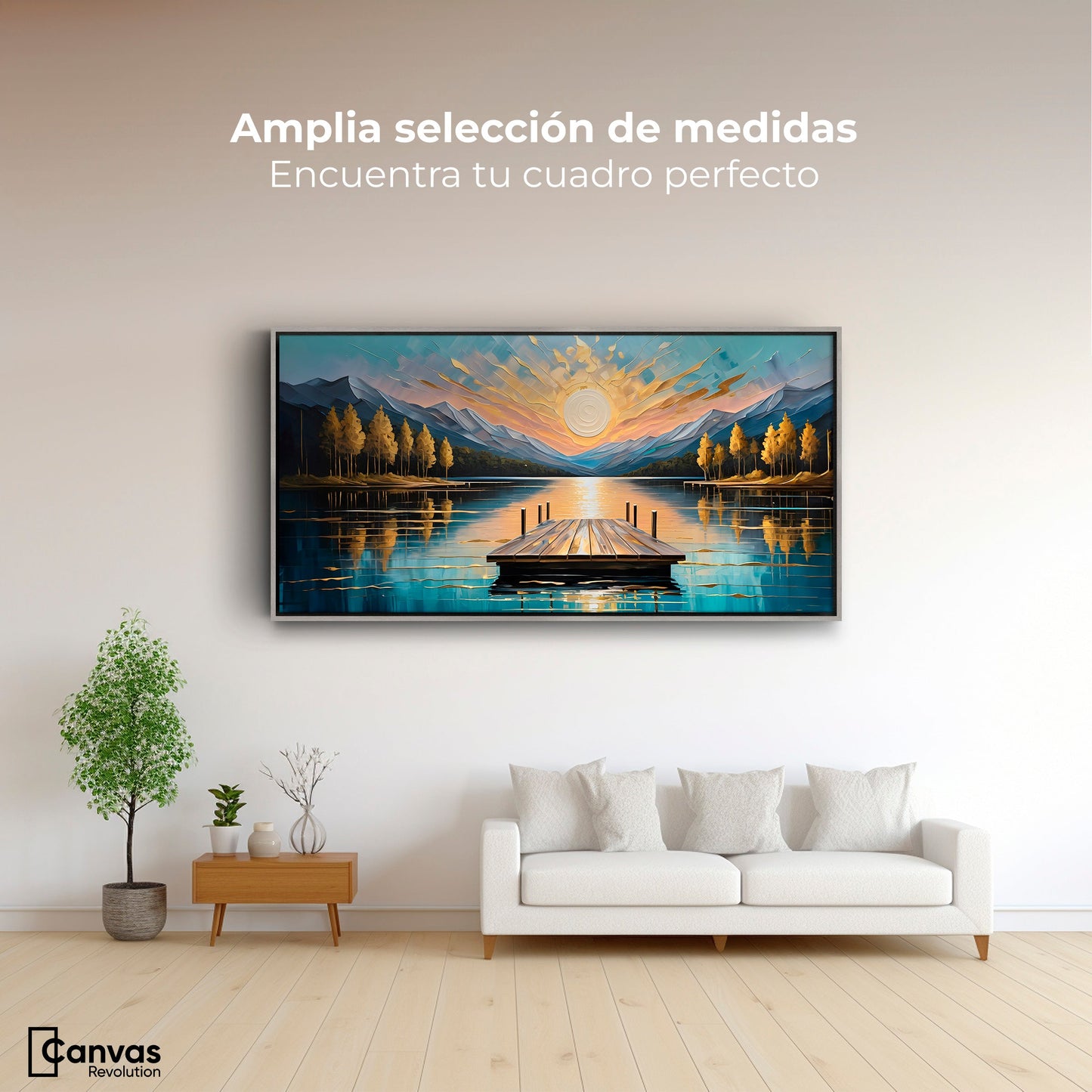 Cuadros Decorativos Canvas Revolution | Atardecer En Muelle | Montaje3