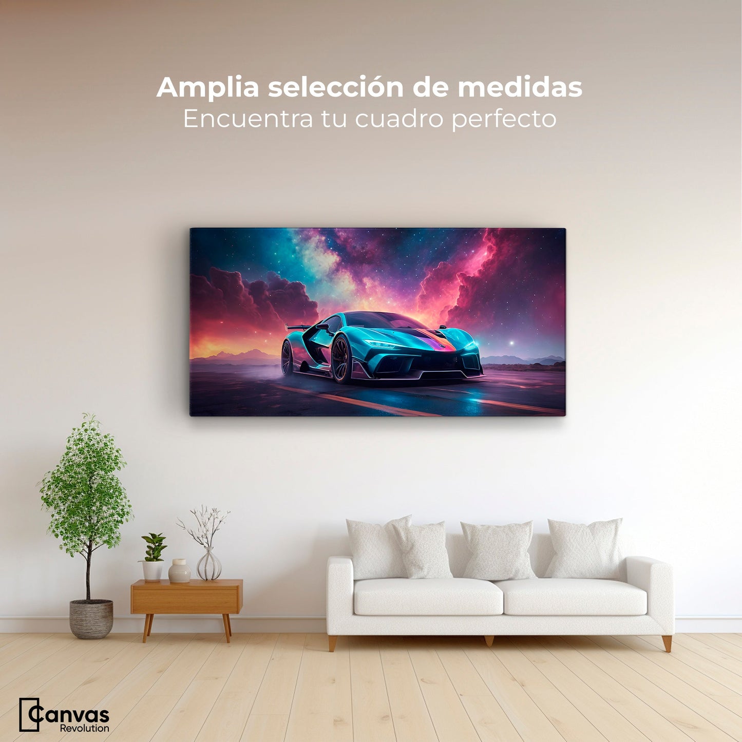 Cuadros Decorativos Canvas Revolution | Auto Deportivo Neon | Montaje3