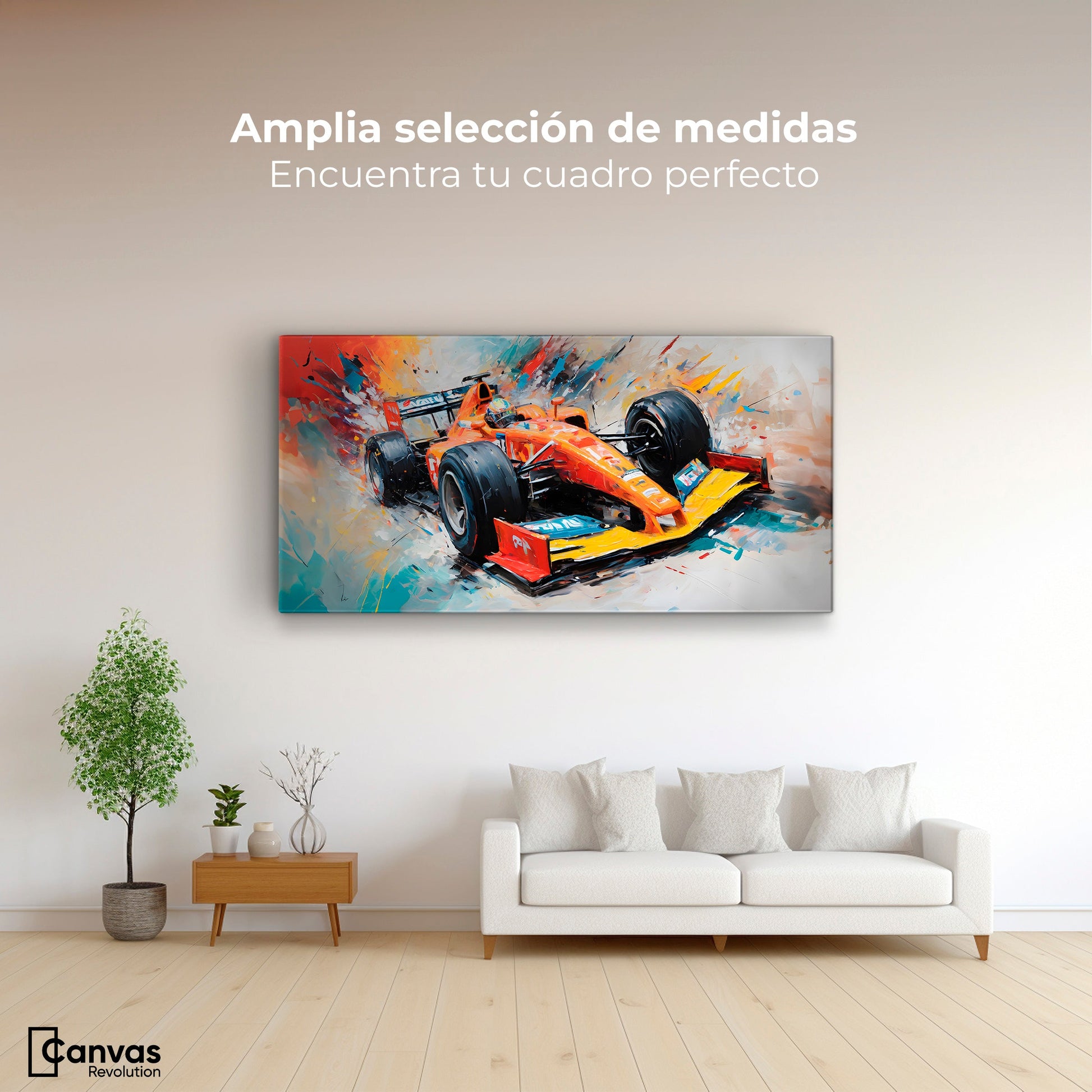 Cuadros Decorativos Canvas Revolution | F1 Carrera Colorida | Montaje3