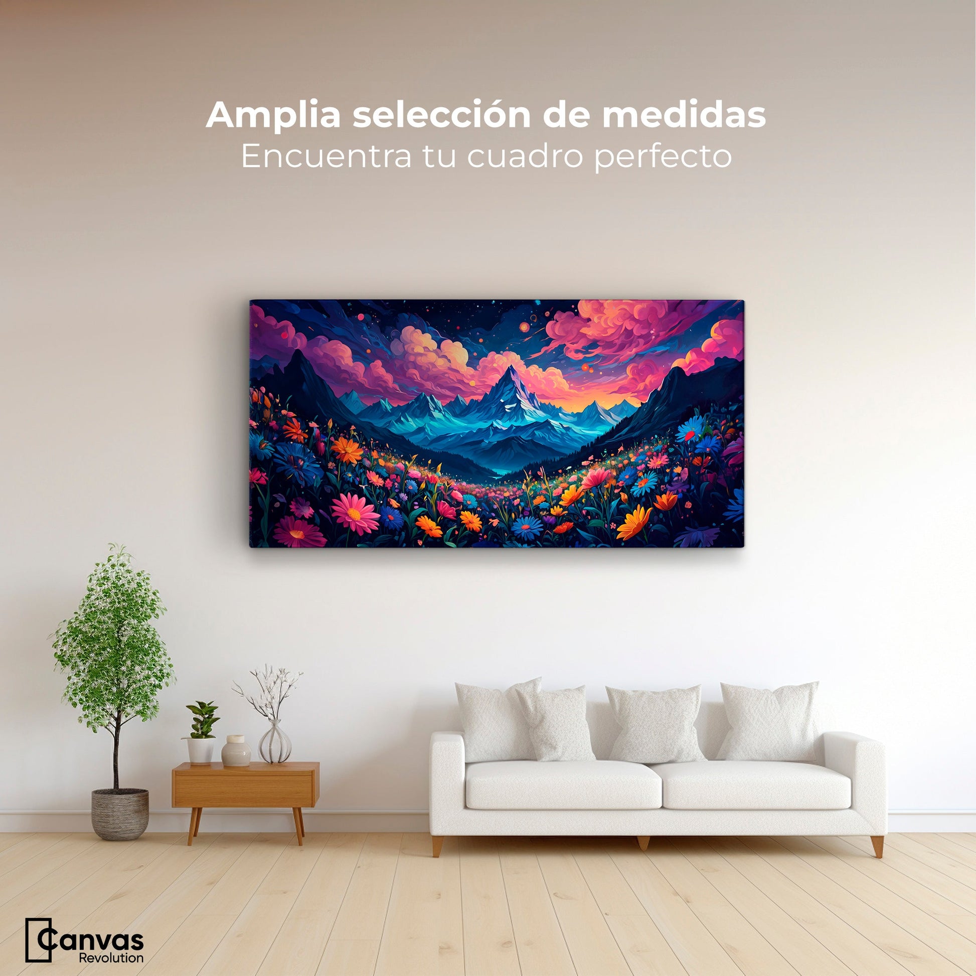 Cuadros Decorativos Canvas Revolution | Paisaje Colorido | Montaje3