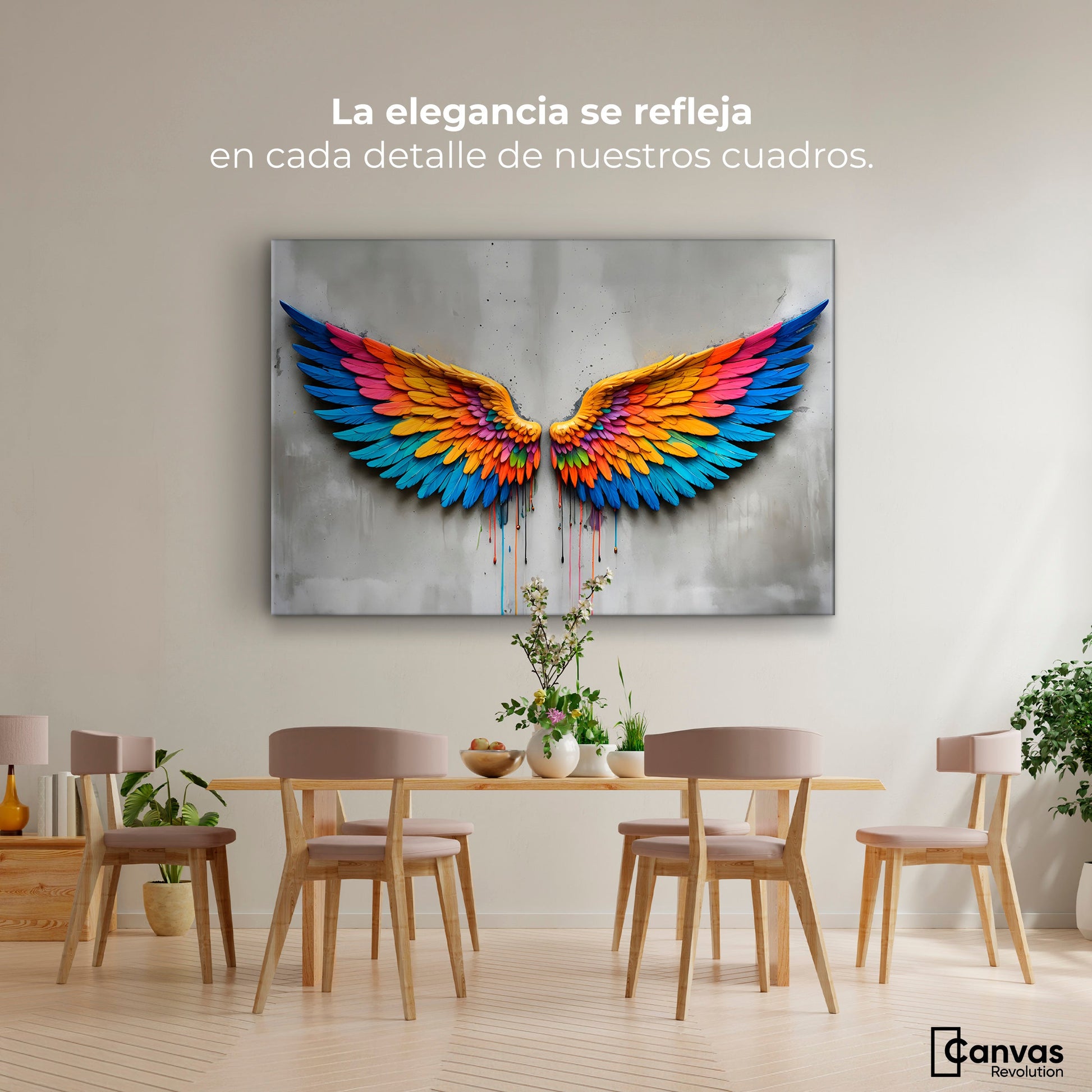 Cuadros Decorativos Canvas Revolution | Alas Angel Arcoiris | Montaje4