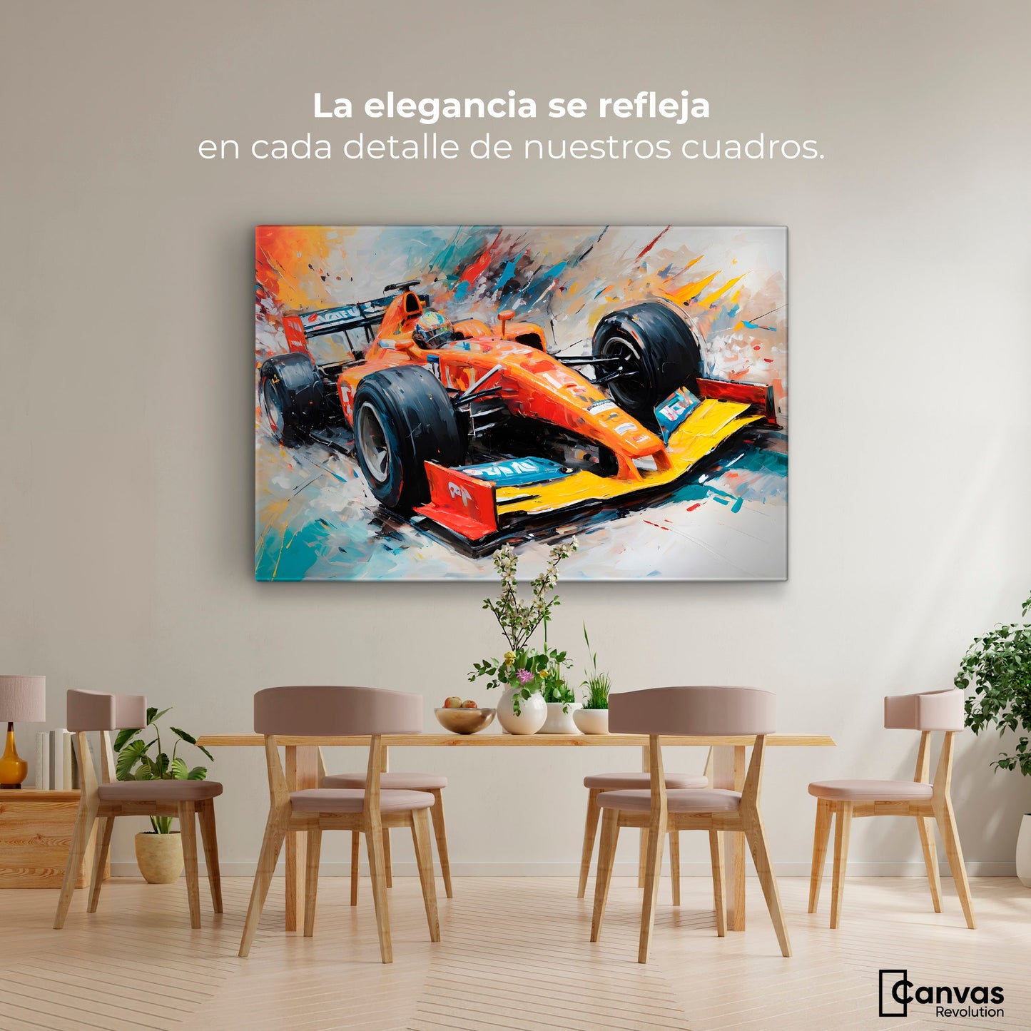 Cuadros Decorativos Canvas Revolution | F1 Carrera Colorida | Montaje4