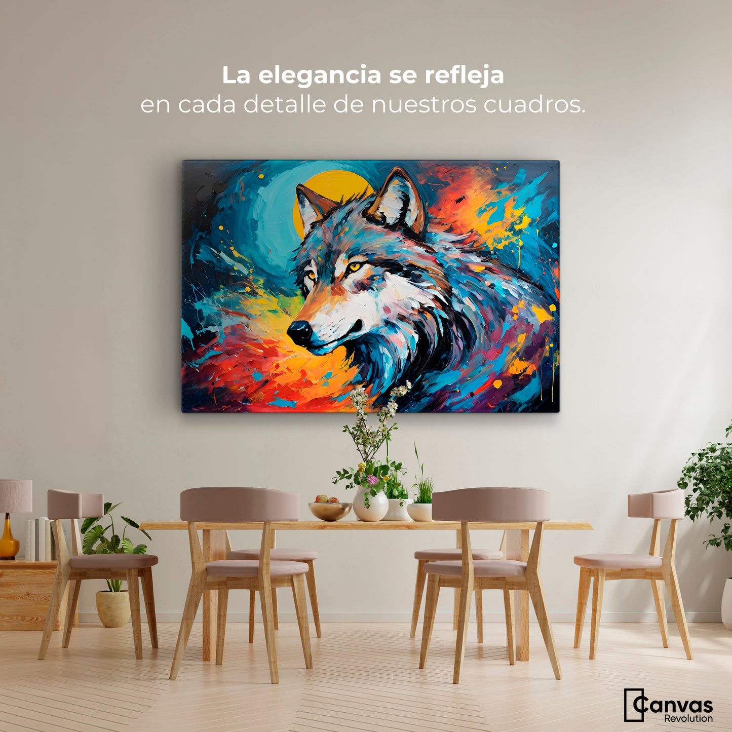 Cuadros Decorativos Canvas Revolution | lobo-splash-color | Montaje4