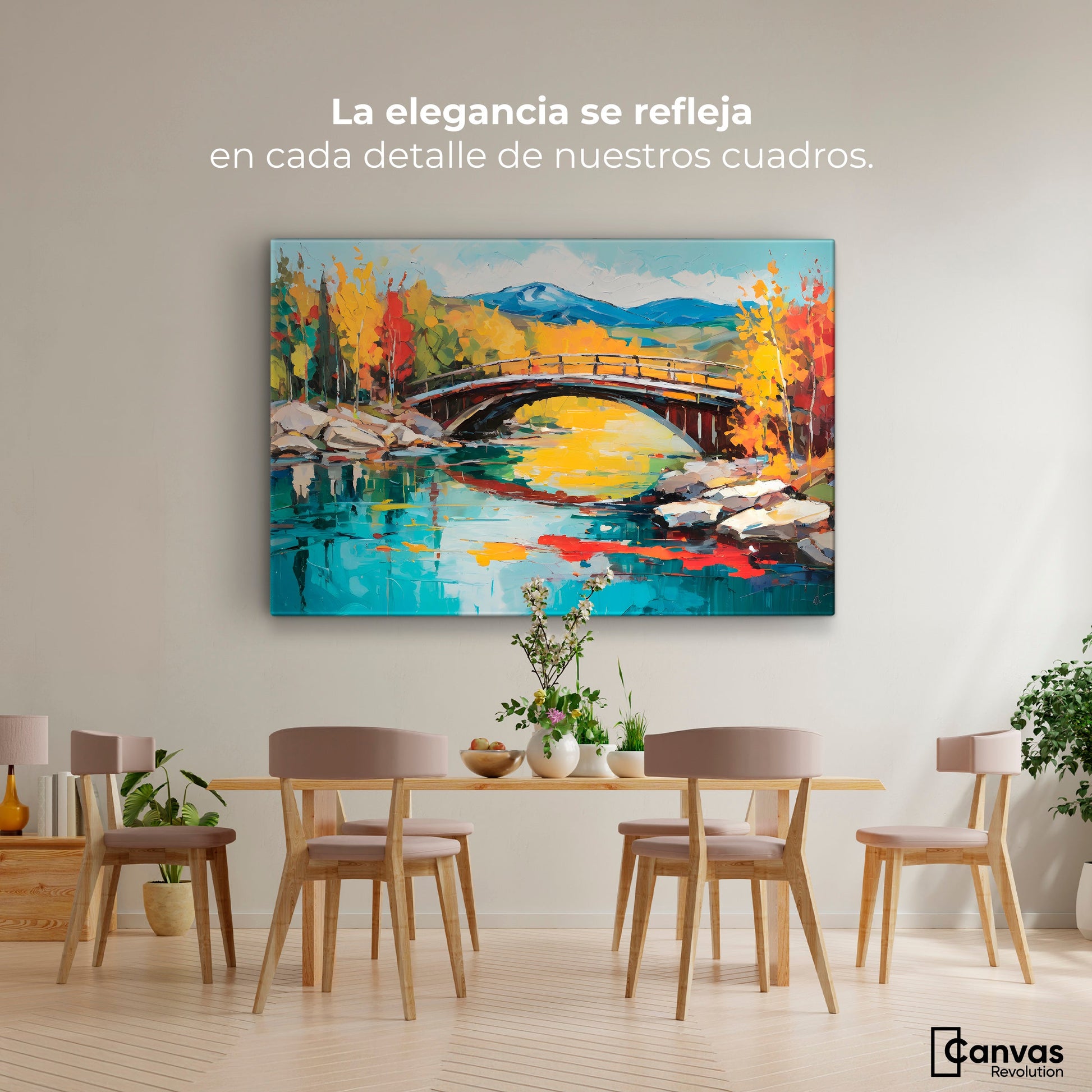 Cuadros Decorativos Canvas Revolution | Puente Otonal Aureo | Montaje4