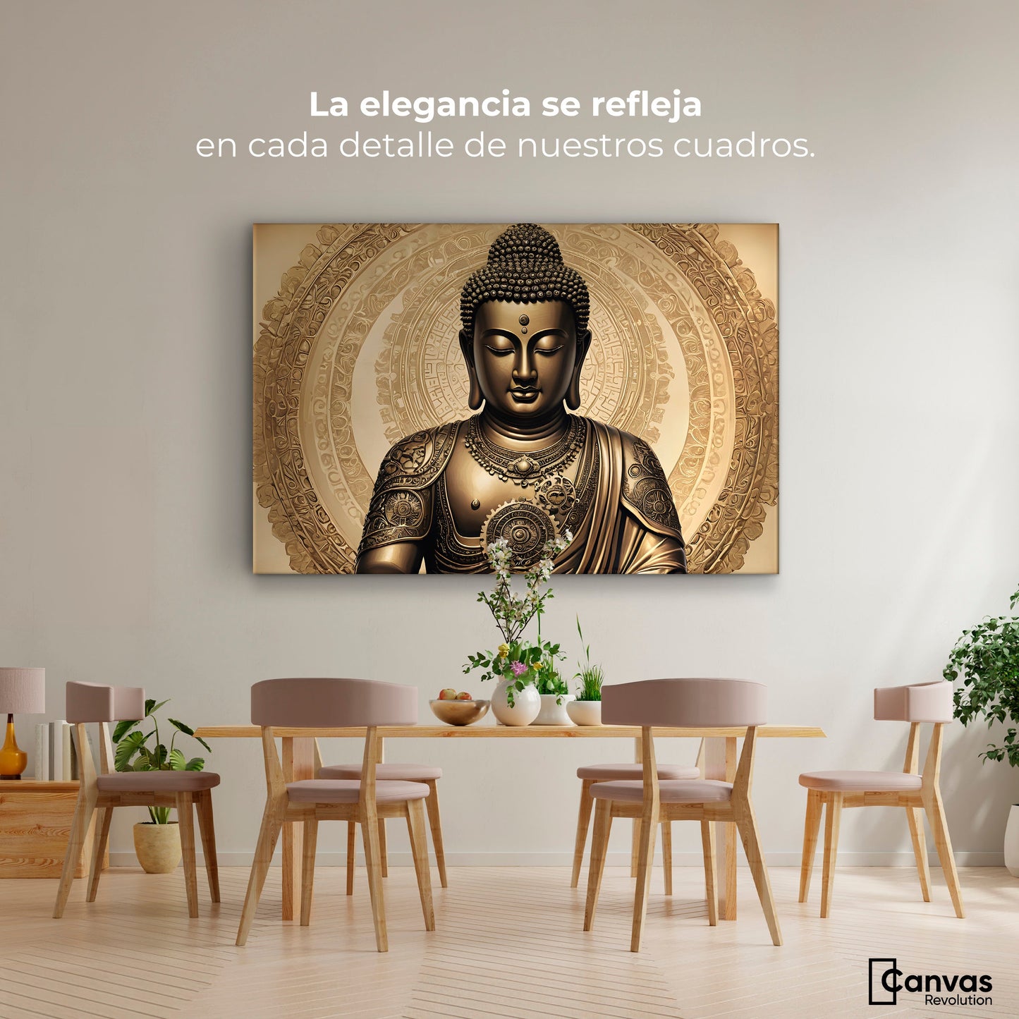 Cuadros Decorativos Canvas Revolution | Trascender Dorado | Montaje4