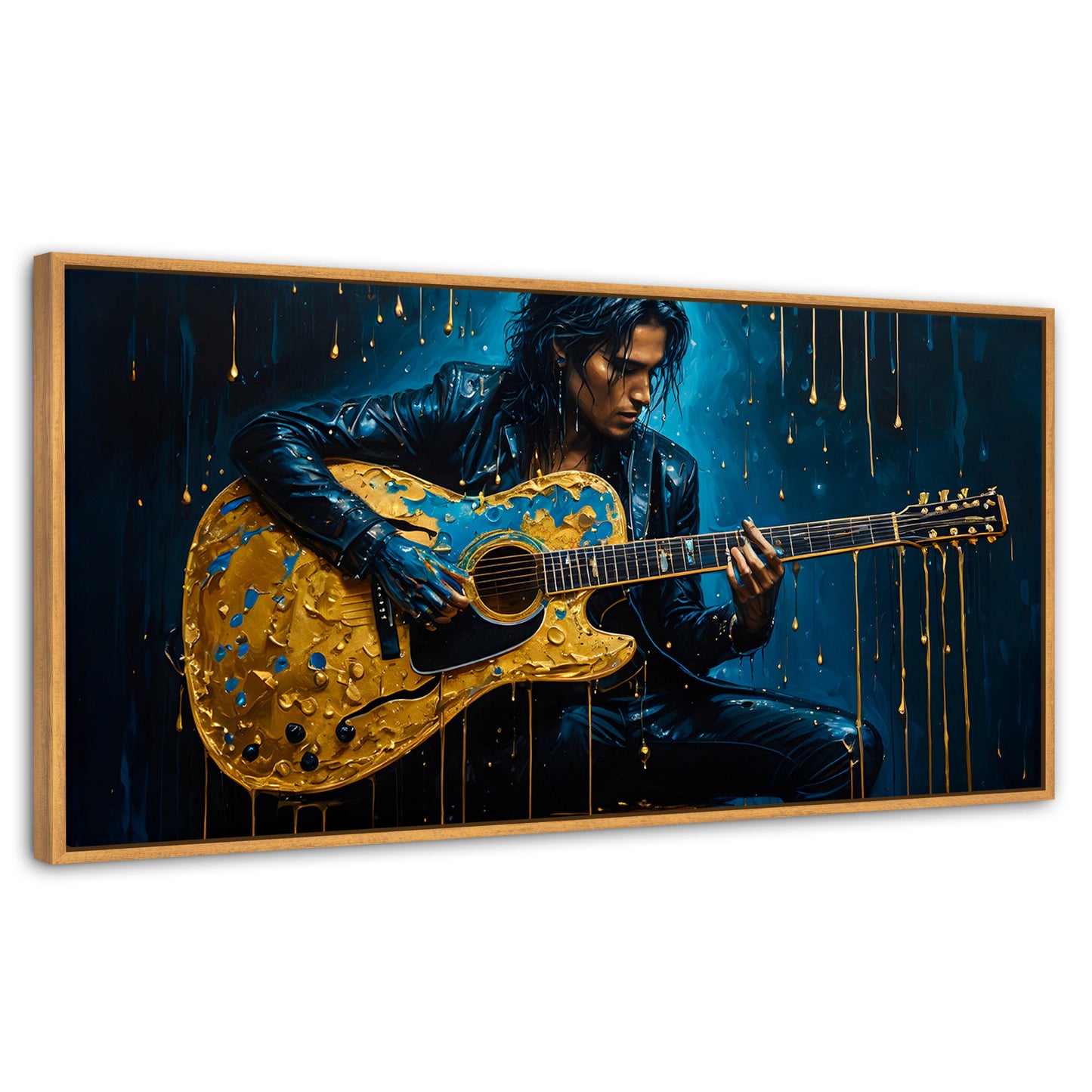 Cuadros Decorativos Canvas Revolution | Acordes Dorados | Panoramico | Portada | Marco Negro