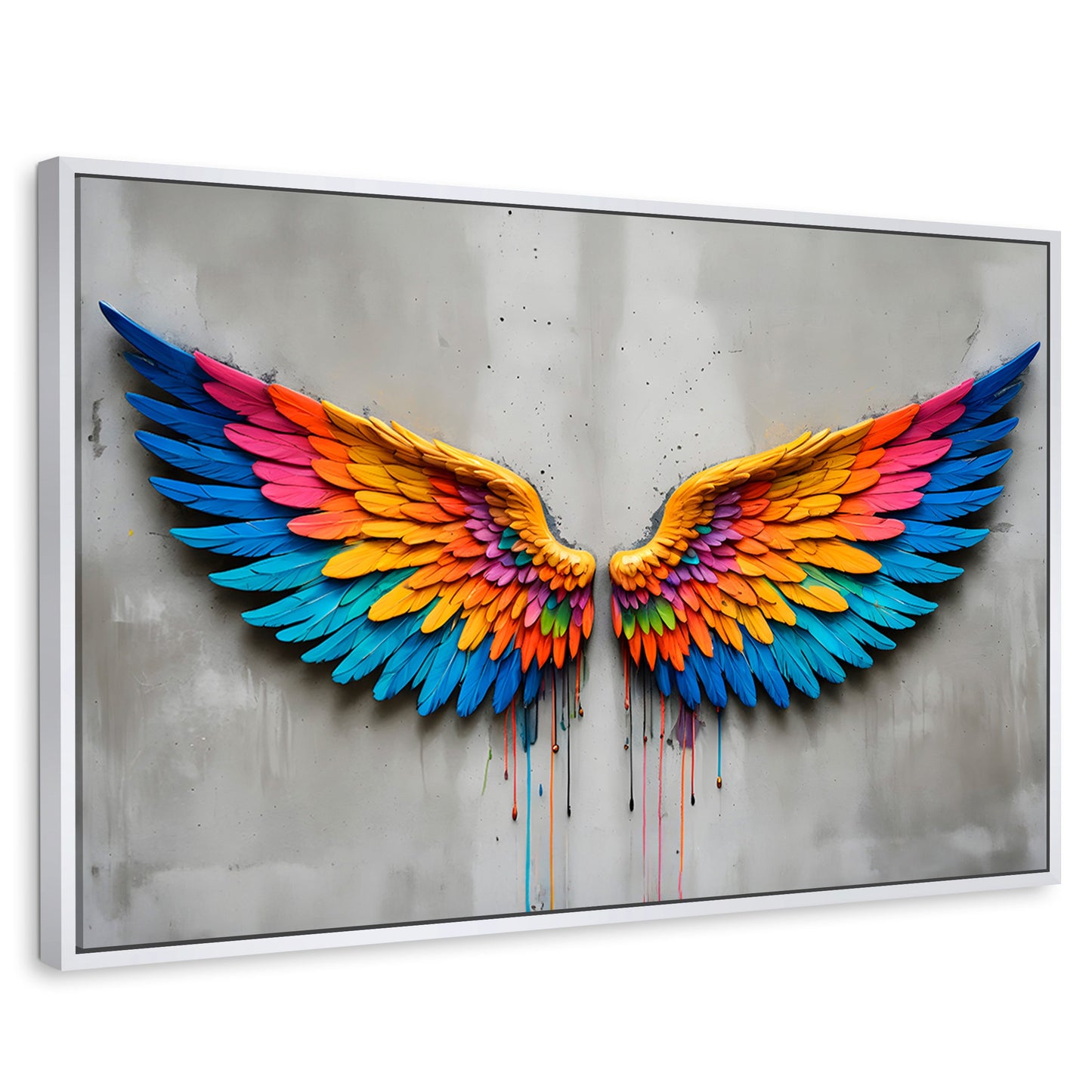 Cuadros Decorativos Canvas Revolution | Alas Angel Arcoiris | Rectangular | Portada | Marco Blanco