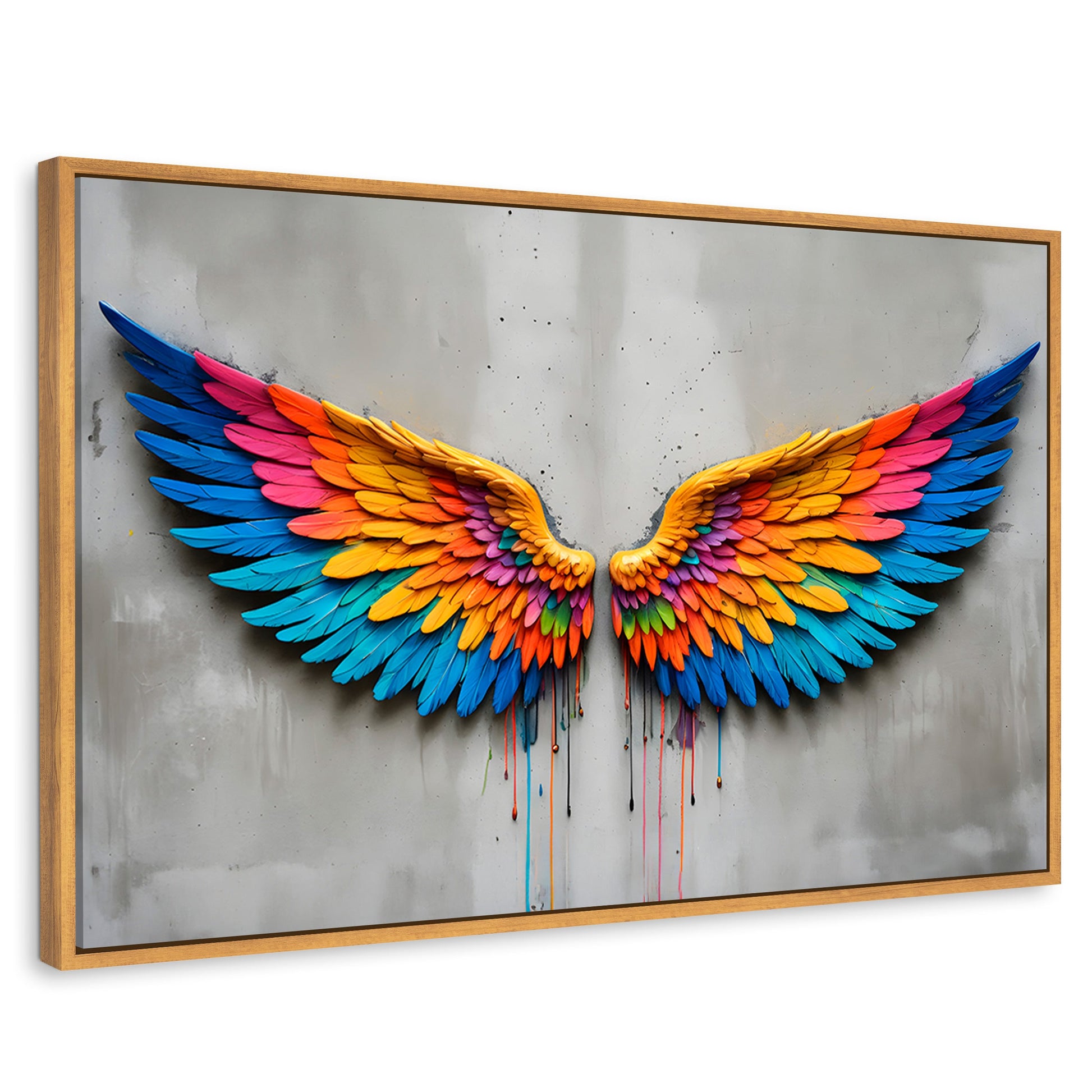 Cuadros Decorativos Canvas Revolution | Alas Angel Arcoiris | Rectangular | Portada | Marco Madera
