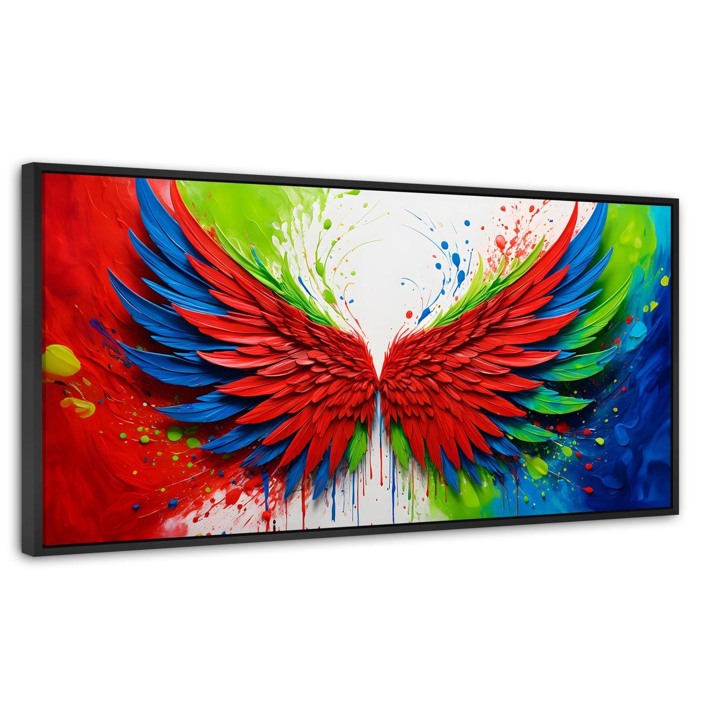 Cuadros Decorativos Canvas Revolution | Alas Angel Brillo | Panoramico | Portada | Marco Plateado