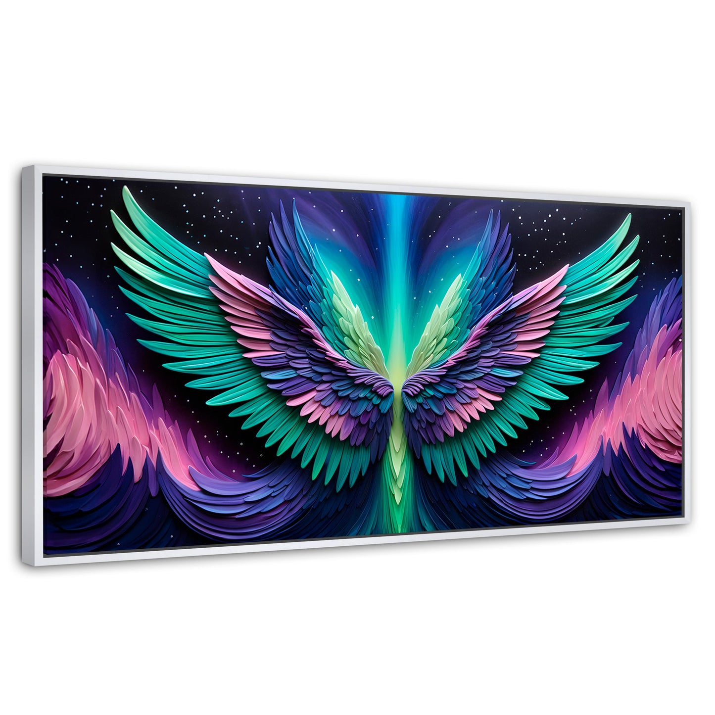 Cuadros Decorativos Canvas Revolution | Alas Angel Cosmic | Panoramico | Portada | Marco Dorado