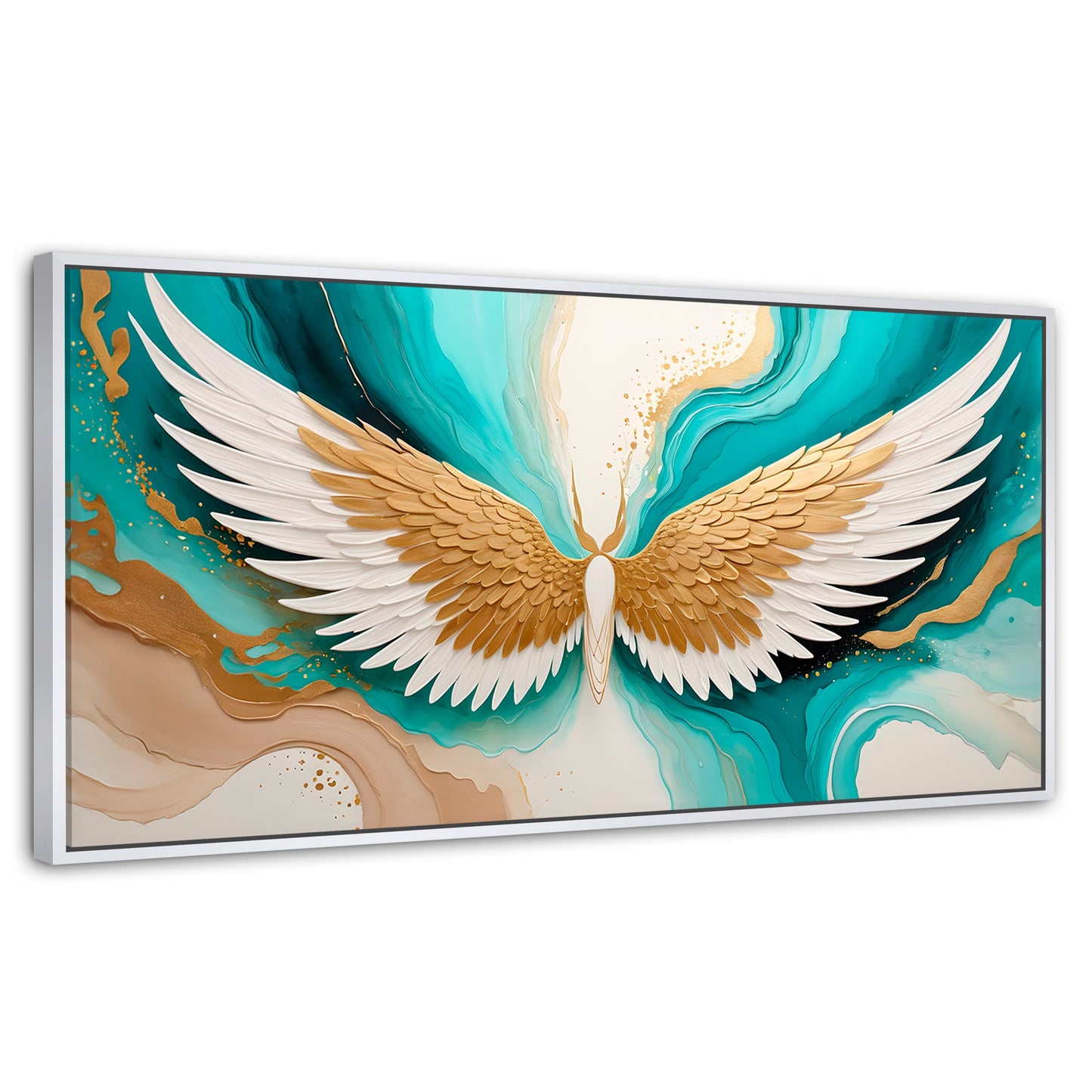 Cuadros Decorativos Canvas Revolution | Alas Angel Deco | Panoramico | Portada | Marco Dorado