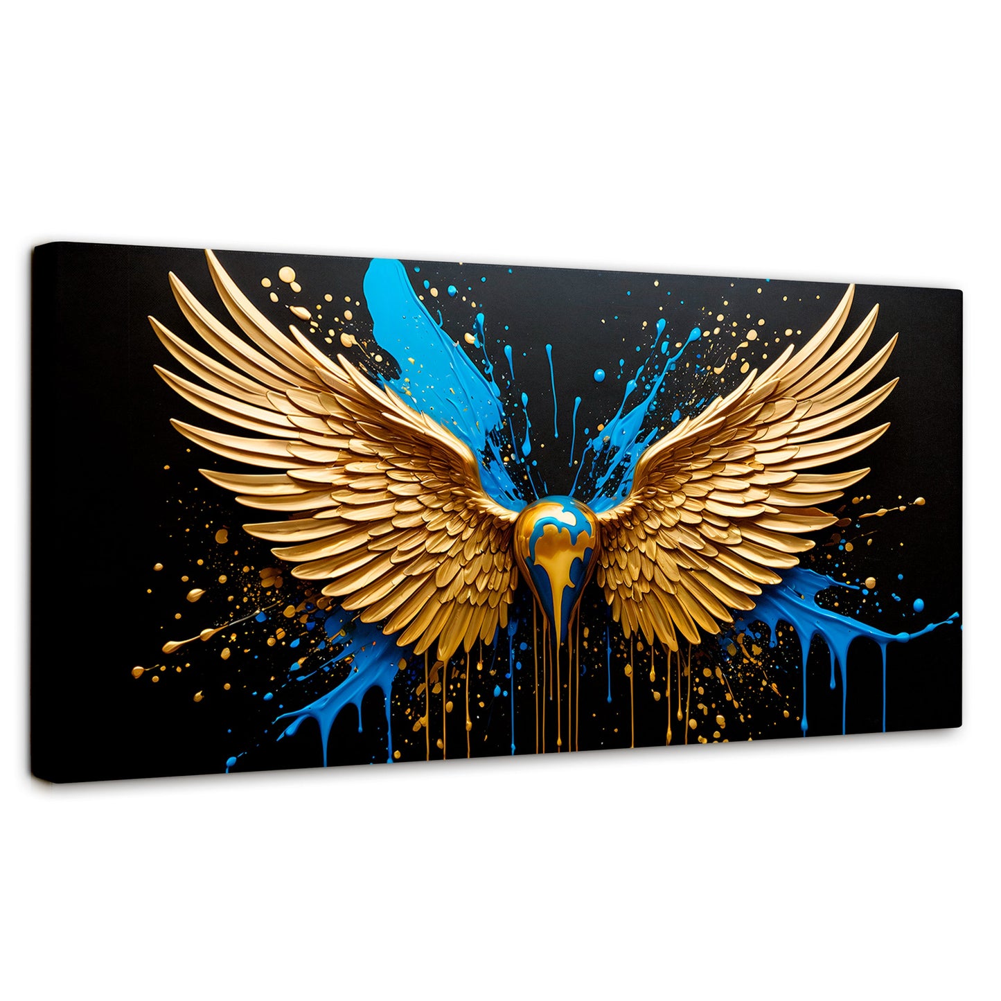 Cuadros Decorativos Canvas Revolution | Alas Angel Dorado | Panoramico | Portada | Marco SinMarco