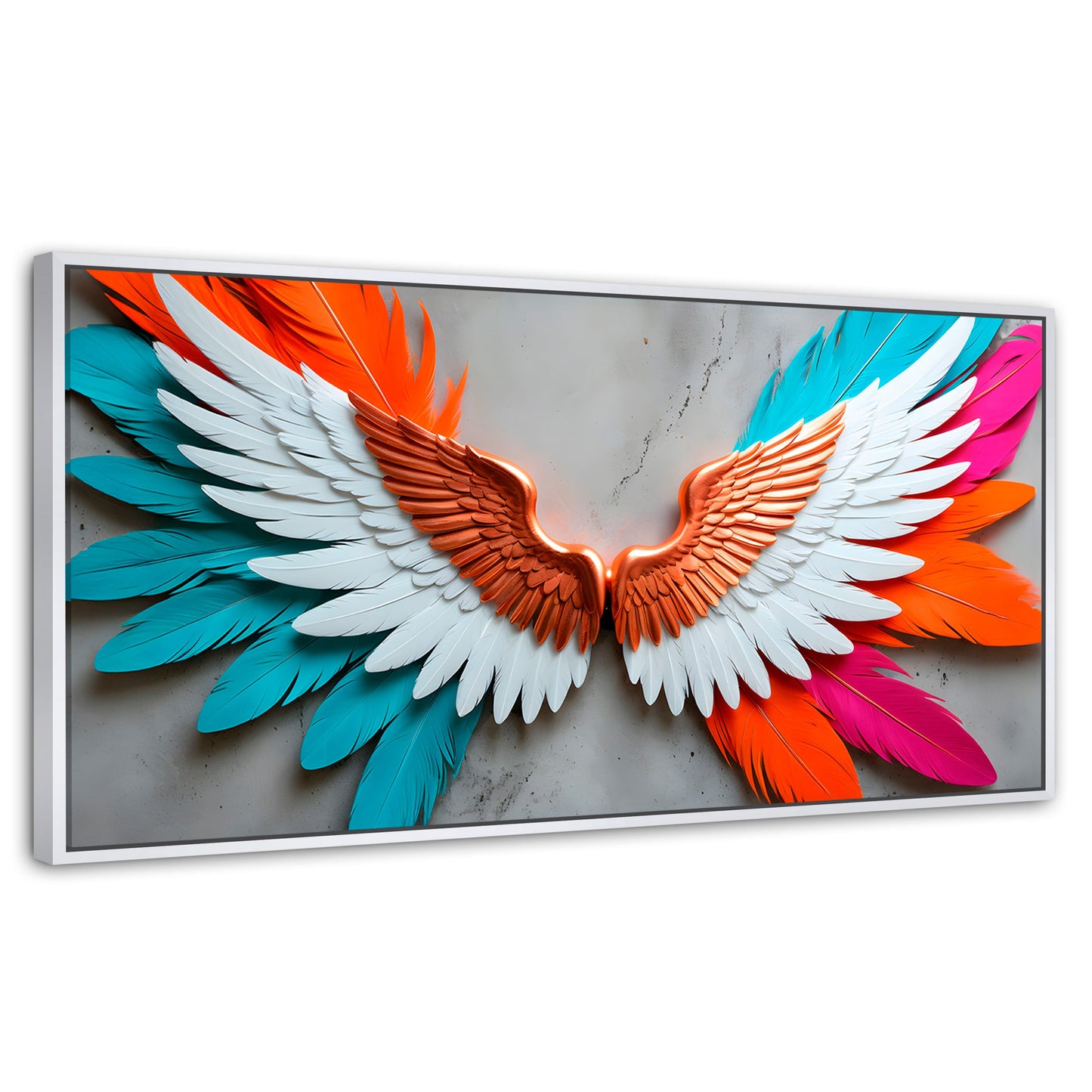 Cuadros Decorativos Canvas Revolution | Alas Angel Infinito | Panoramico | Portada | Marco Dorado