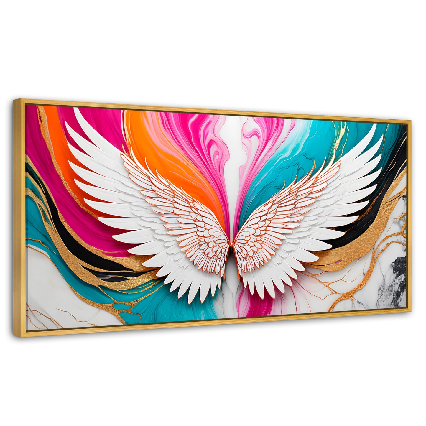 Cuadros Decorativos Canvas Revolution | Alas Fusion Color | Panoramico | Portada | Marco Madera