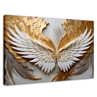 Cuadros Decorativos Canvas Revolution | Alas Plumas Doradas | Rectangular | Portada | Marco SinMarco