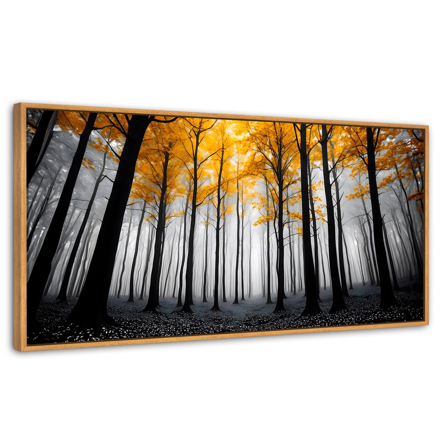 Cuadros Decorativos Canvas Revolution | Amarillo Silente | Panoramico | Portada | Marco Negro