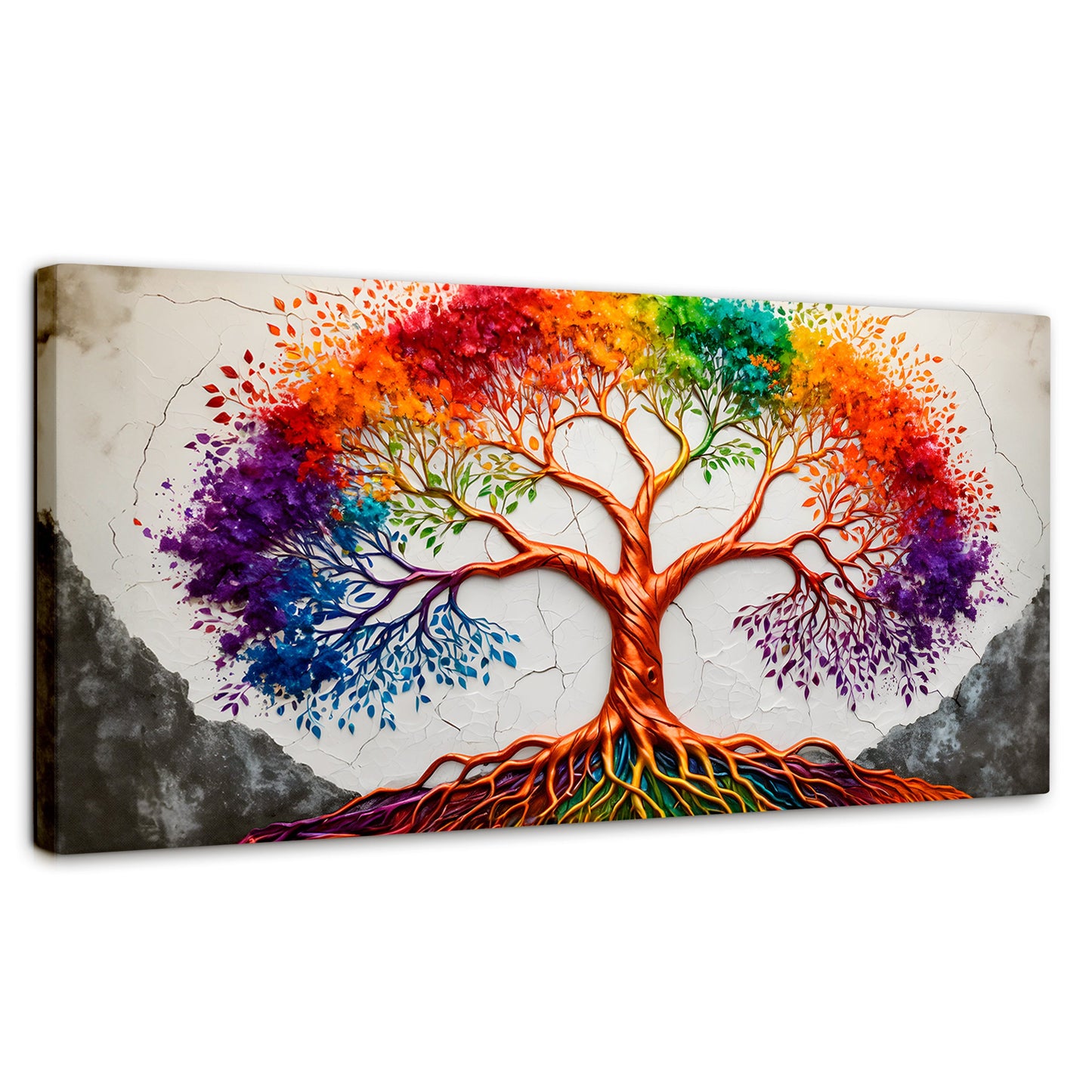 Cuadros Decorativos Canvas Revolution | Arbol Vida Arcoiris | Panoramico | Portada | Marco SinMarco
