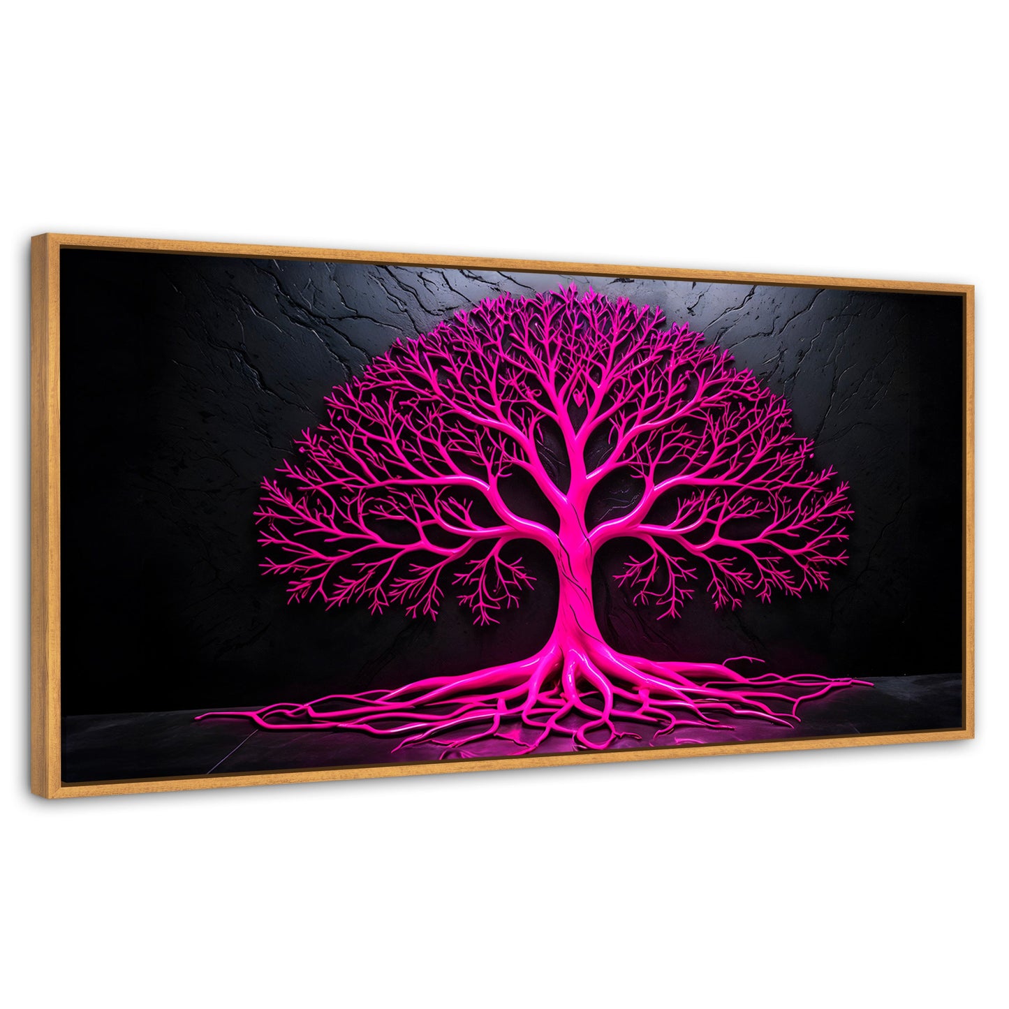 Cuadros Decorativos Canvas Revolution | Arbol Vida Rosa | Panoramico | Portada | Marco Negro